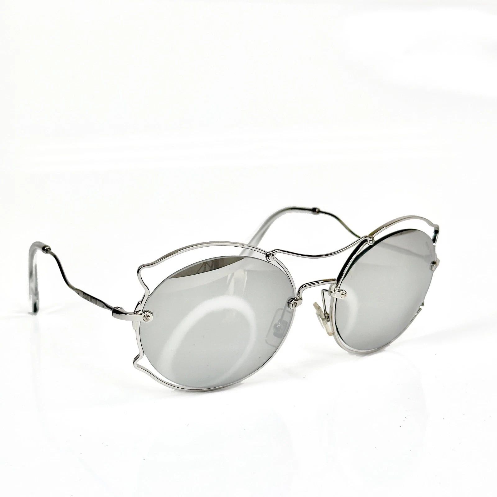 Miu Miu MIU MIU MU50SS SCENIQUE Evolution 50S Silver Mirrored Round Size ONE SIZE - 5 Thumbnail