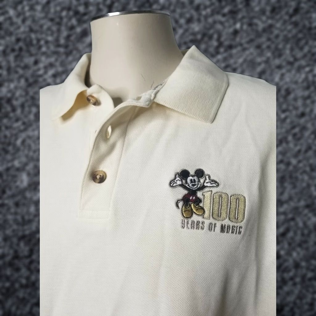 Disney VINTAGE Disney Polo Shirt Men’s L Ivory 100 Years Walt Disney World Mickey Mouse Embroidered Polo Rugby Casual Short Sleeve Cream Size US L / EU 52-54 / 3 - 1 Thumbnail