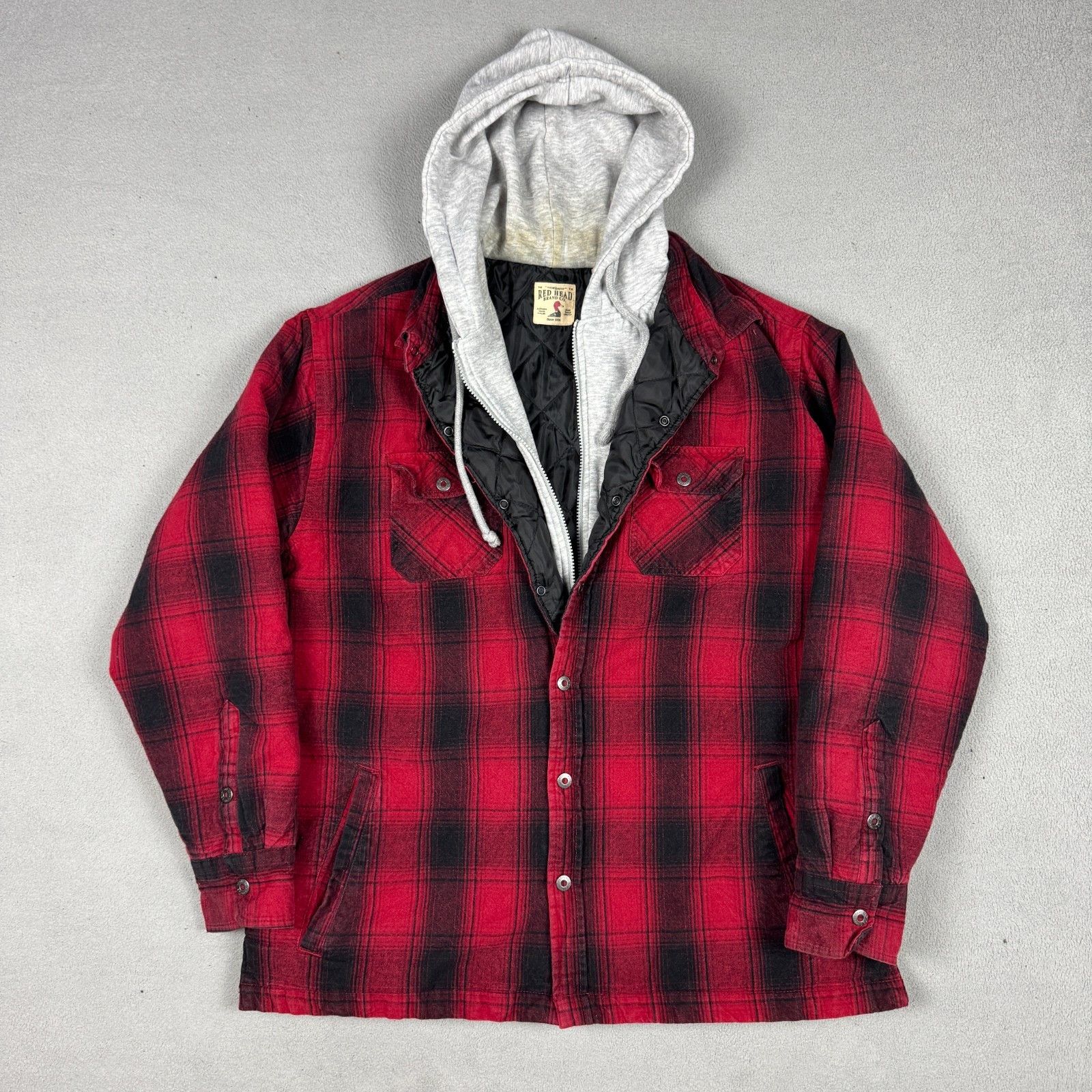 Vintage Vintage Red Head Hooded Flannel Shacket Buffalo Plaid XL Size US XL / EU 56 / 4 - 8 Thumbnail