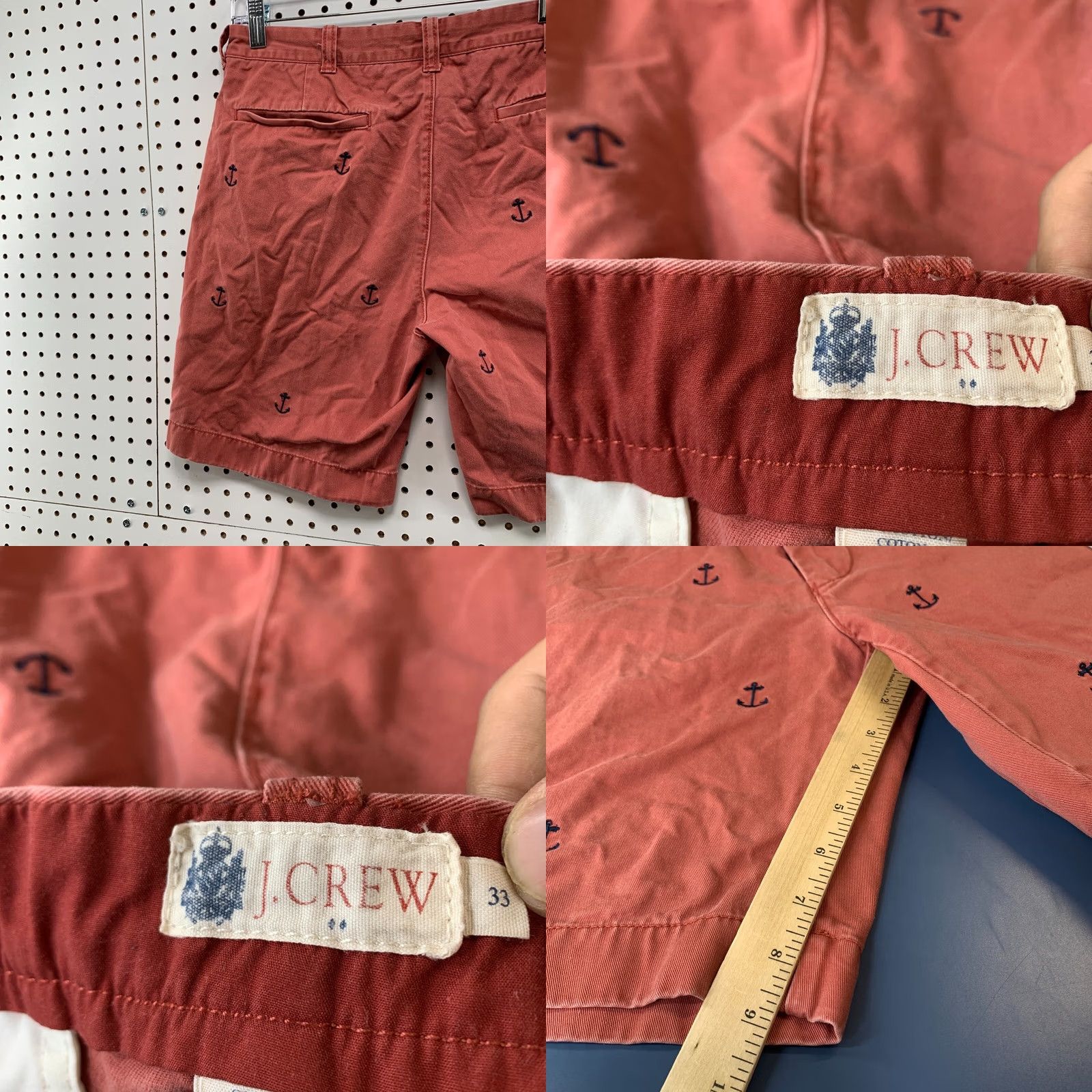 J.Crew JCrew CHino Shorts Mens 33x9 Red Anchor AOP All Over Print Preppy Casual Size US 33 - 8 Thumbnail