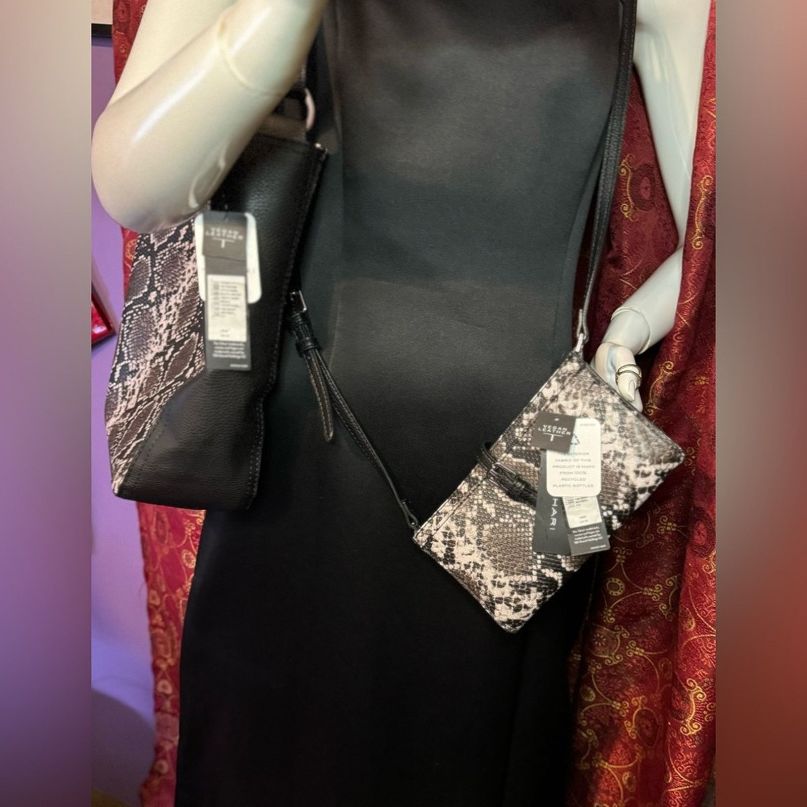 Elie Tahari Faux Snake Skin Bucket and Crossbody Bags. Size ONE SIZE - 6 Thumbnail