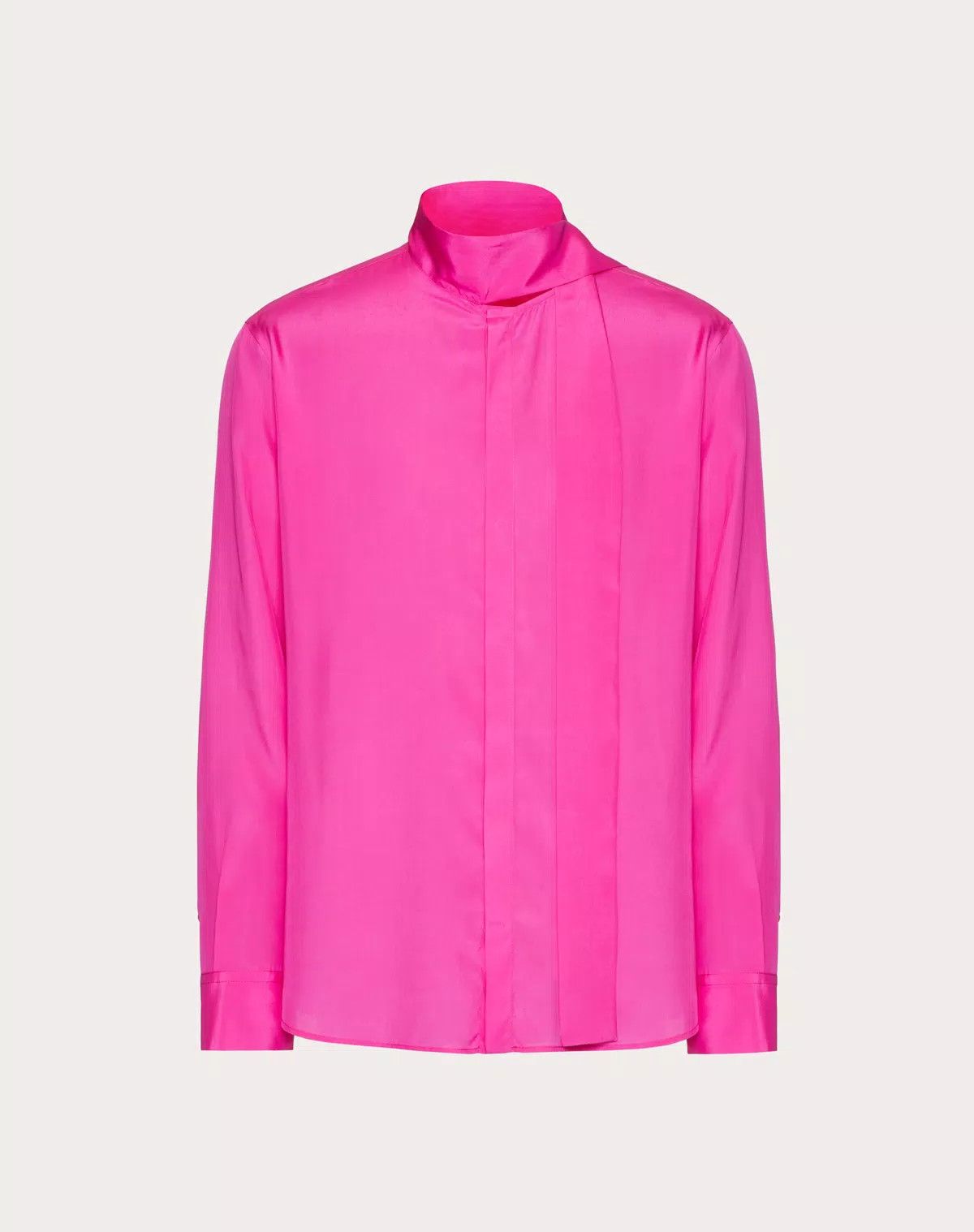 Valentino oc11z0725 Silk Shirt With Scarf Detail At Neck in Pink Size US XXL / EU 58 / 5 - 1 Thumbnail