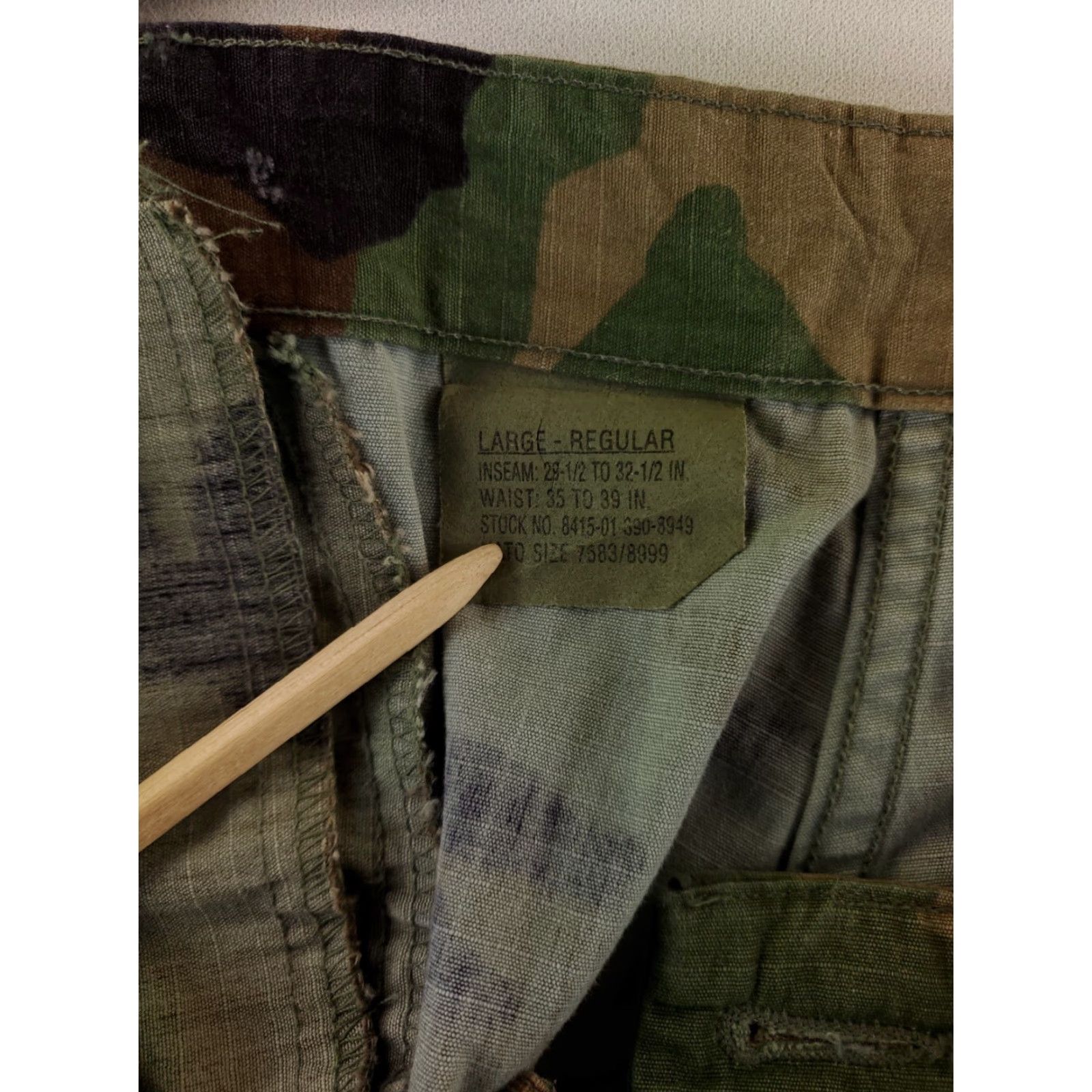 Vintage US Military Pants Cargo Woodland Camo Mens L 37x31 Size US 33 - 3 Thumbnail