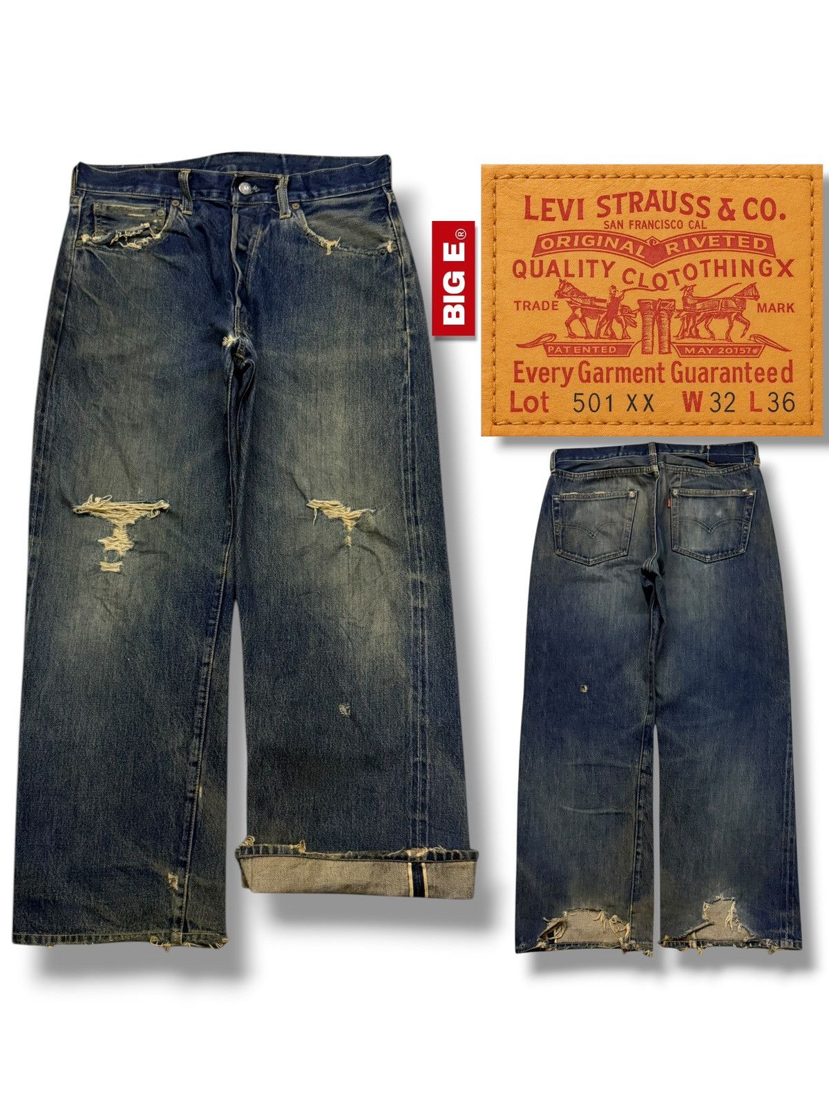 Levi's Vintage Clothing Vintage 00s Levi’s 501 Selvedge Big E USA Made 555 | W32 Size US 32 / EU 48 - 1 Thumbnail