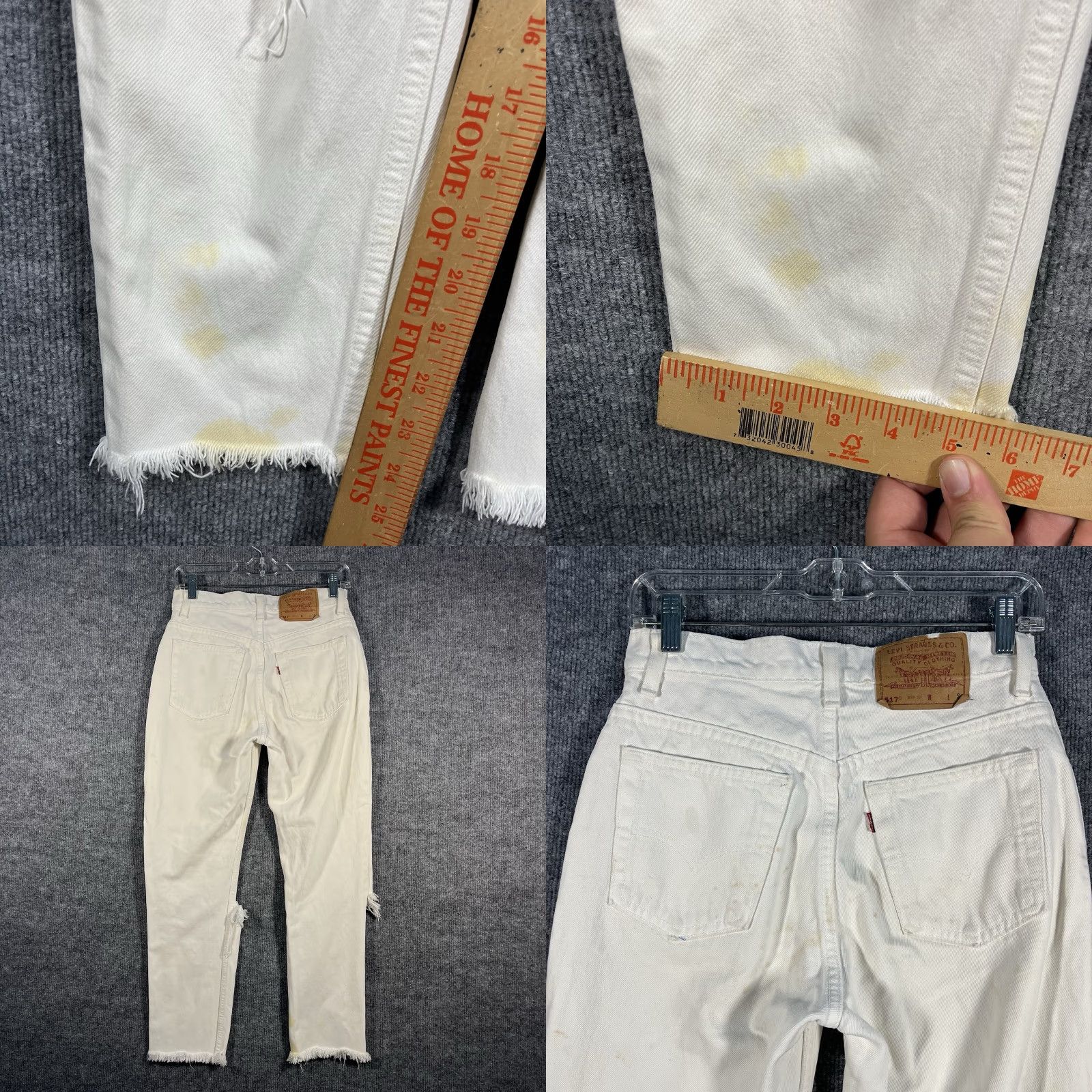 Levi's VINTAGE Levi's 517 Bootcut Jeans 90s White Juniors Size 7 Made in USA Cowboy Rodeo Rips Size US 7 / IT 37 - 8 Thumbnail