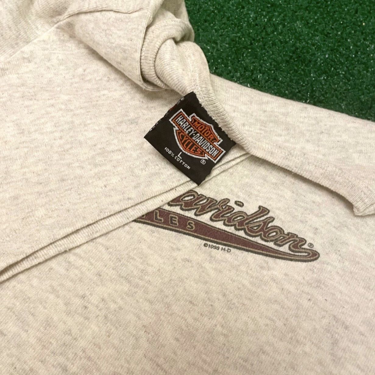 Harley Davidson VINTAGE Harley-Davidson Spell Out Logo Atlantic City 1999 Shirt Womens Large Gray 90s Biker Grunge Punk T-Shirt Size L / US 10 / IT 46 - 3 Thumbnail