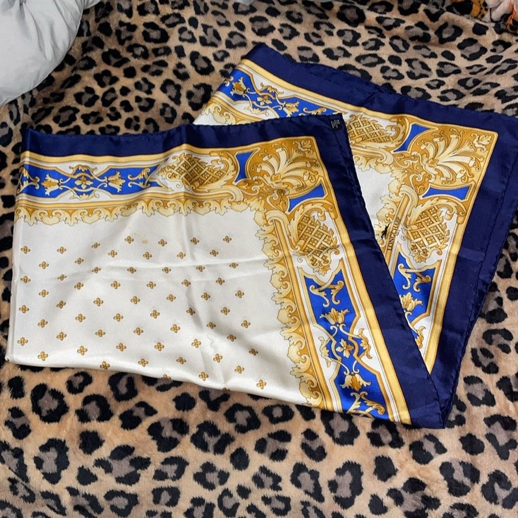 Longchamp 33x33 Longchamp baroque silk scarf Blue and Gold Size ONE SIZE - 1 Thumbnail