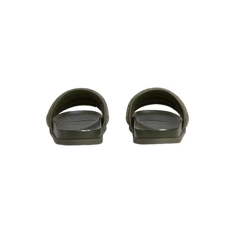GUCCI Men's Dark Green Padded GG Slides New