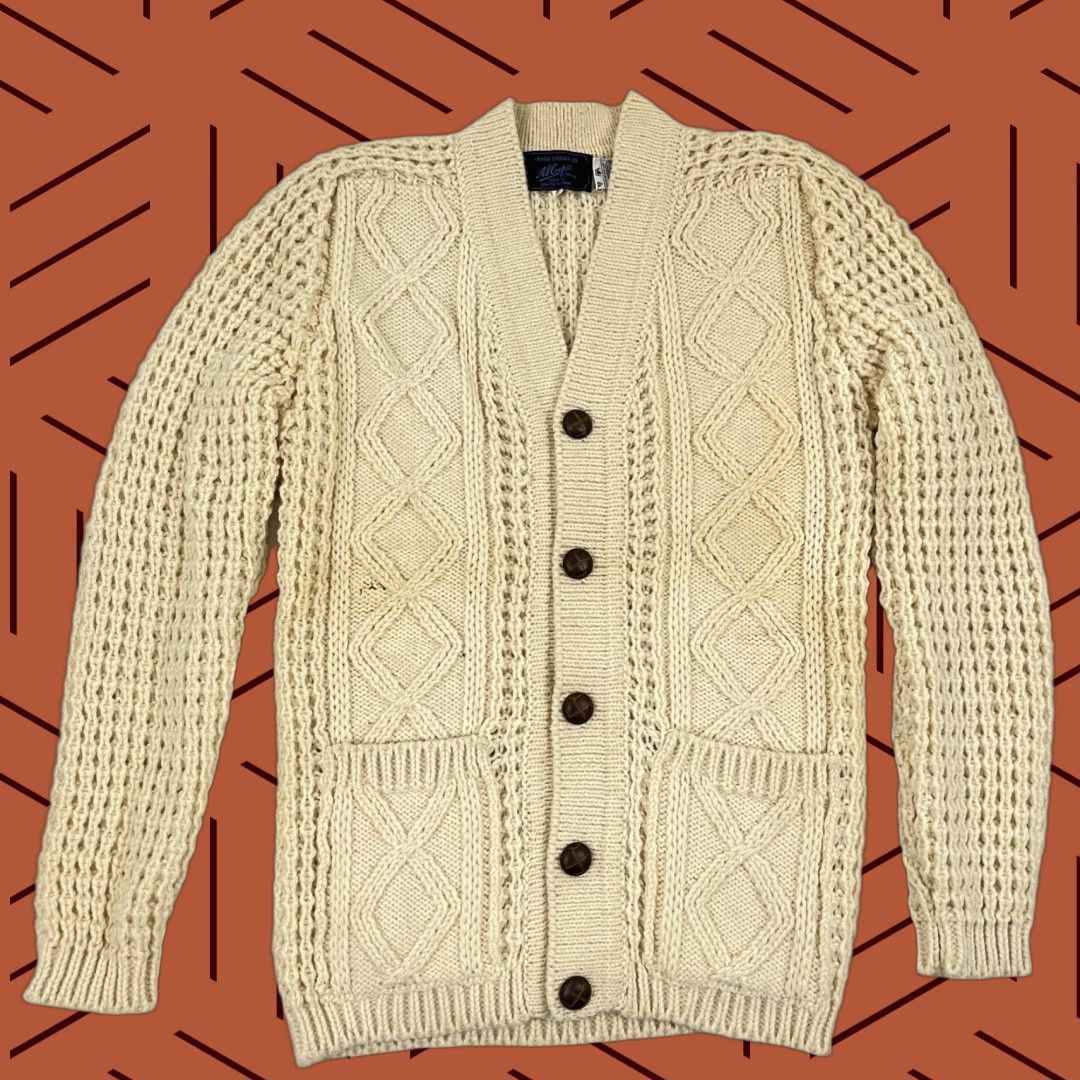 Vintage VTG Fisherman Knit Cardigan Adult Mens Small Brown Wool Pockets Grandpa Jumper Size US S / EU 44-46 / 1 - 1 Thumbnail