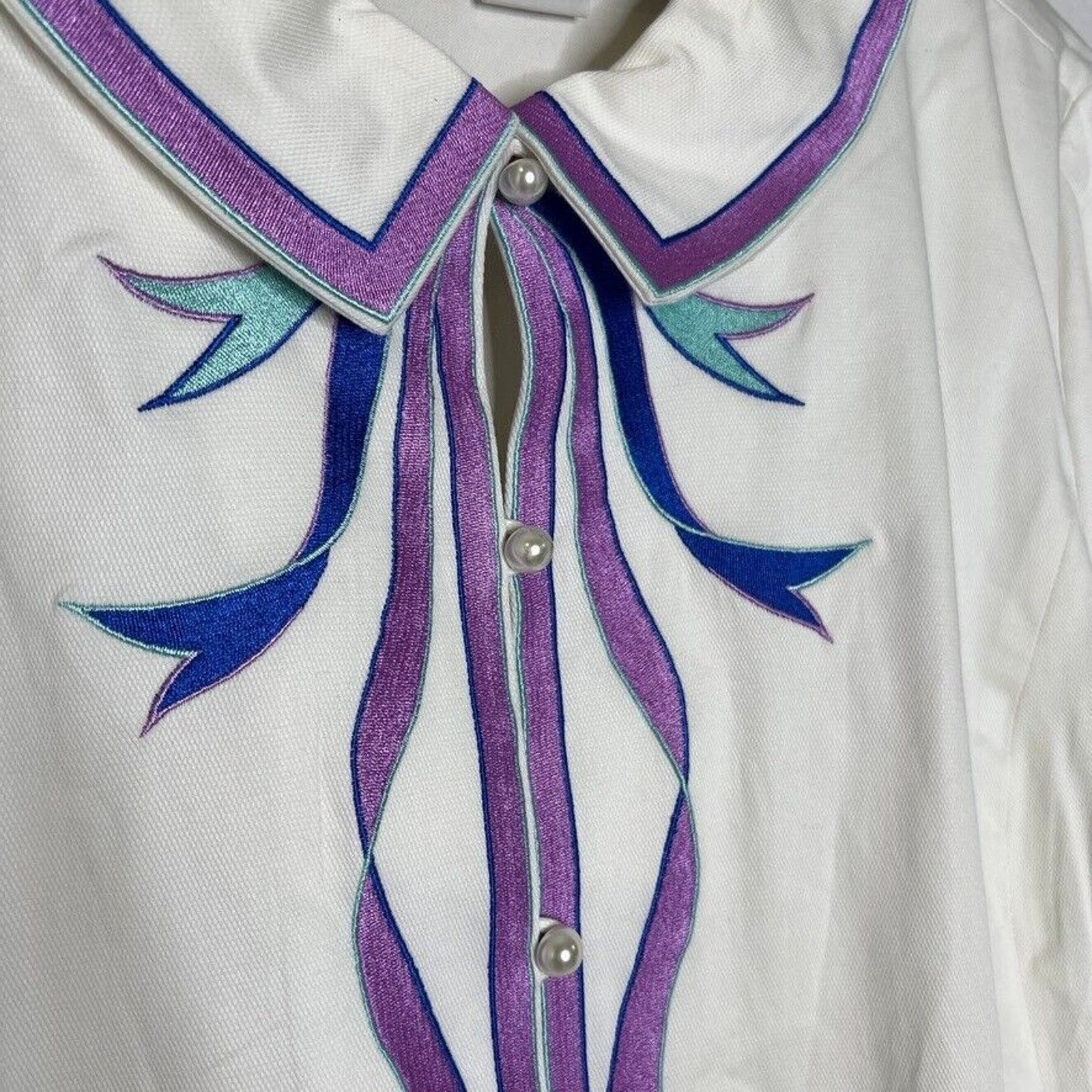 Bob Mackie Bob Mackie Wearable Art Embroidered Button Down 2X Size XXL / US 16-18 / IT 52-54 - 3 Thumbnail