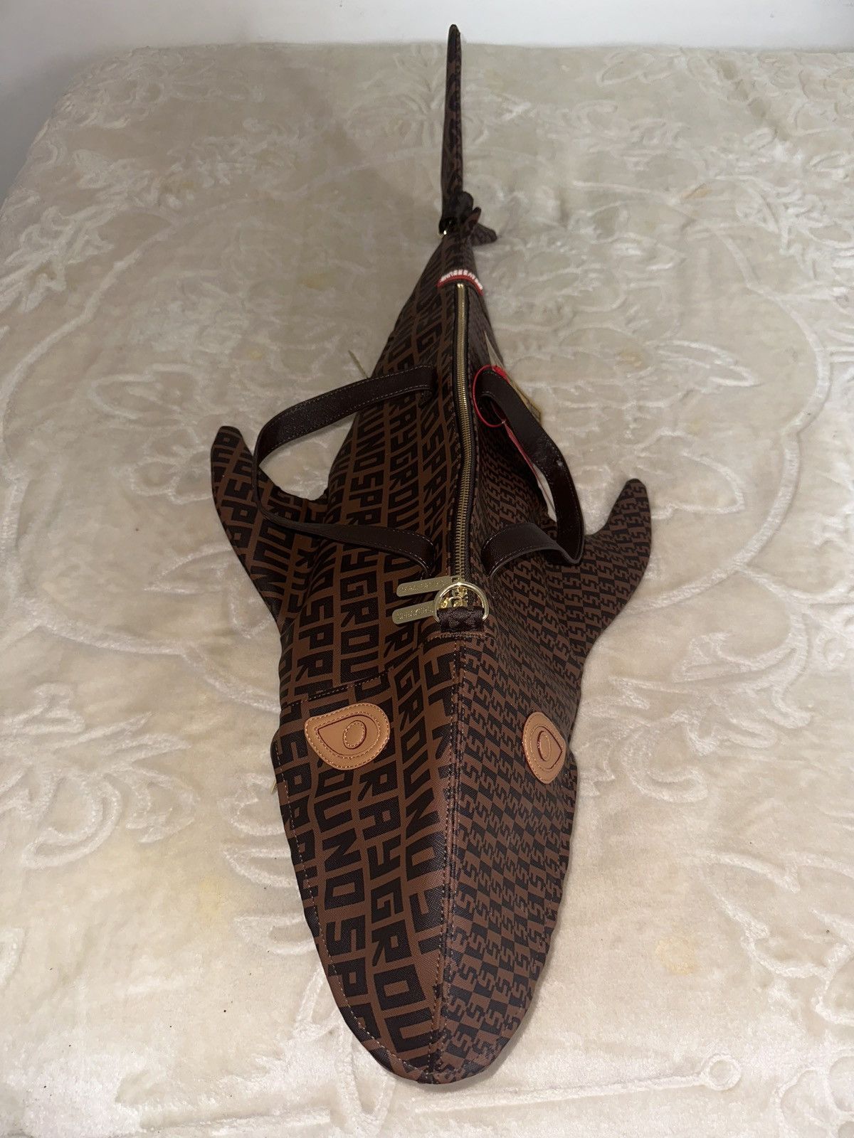 image of Sprayground Sharkbag - (Leather Luggage Bag) in Brown, Men's