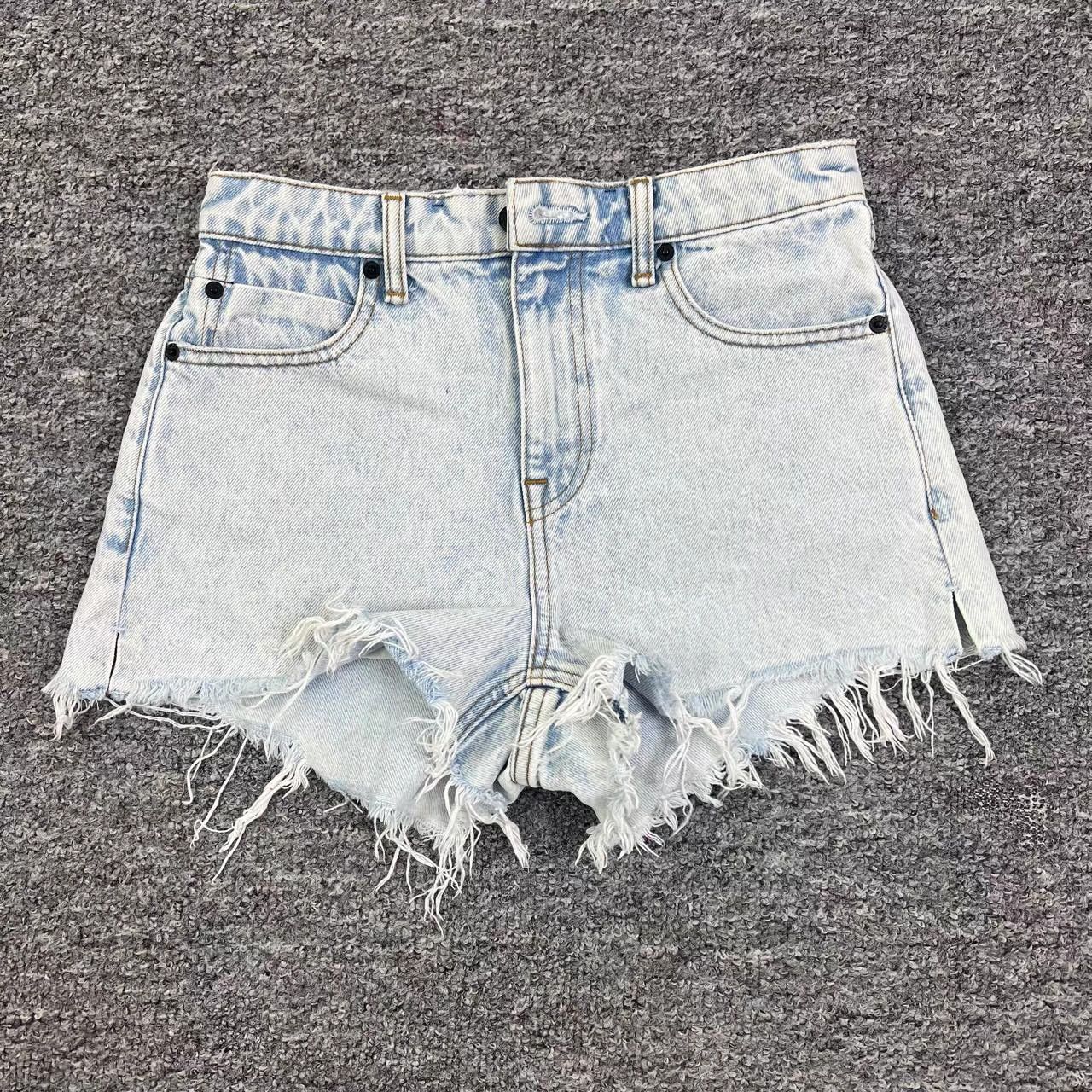 Alexander Wang Alexanderwang Washed Distressed Frayed Denim Shorts K12 Size 25" / US 0 / IT 36 - 1 Thumbnail