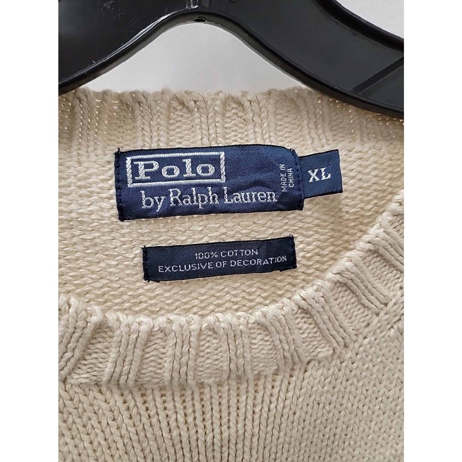 Polo Ralph Lauren Polo Ralph Lauren Sweatshirt Pullover Knit 100% Cotton Beige XL Long Sleeve Mens Regular Logo Pullover Knit Sweater Size US XL / EU 56 / 4 - 2 Thumbnail