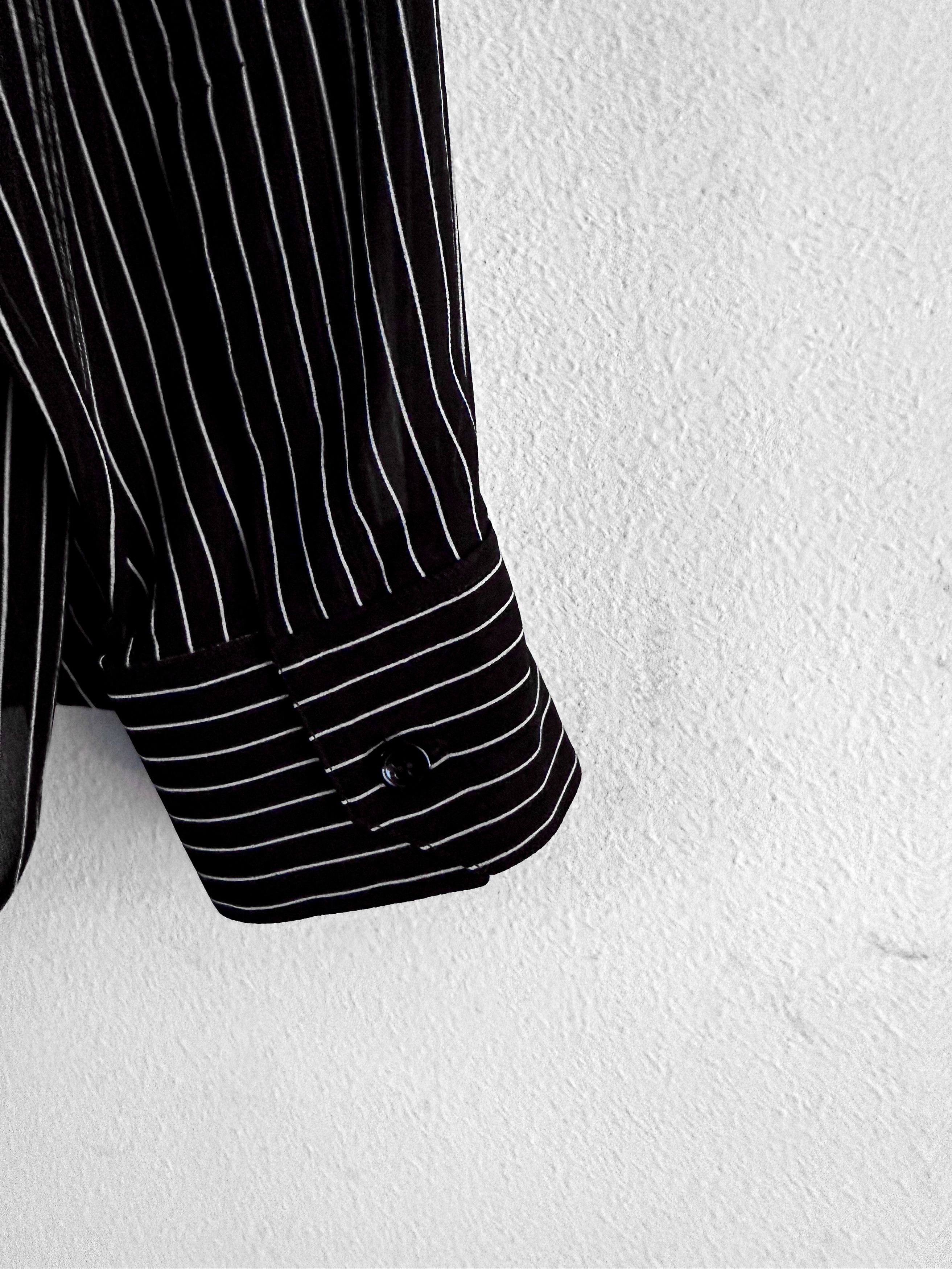 Saint Laurent Paris Black Pinstriped Silk Shirt Size US L / EU 52-54 / 3 - 11 Thumbnail