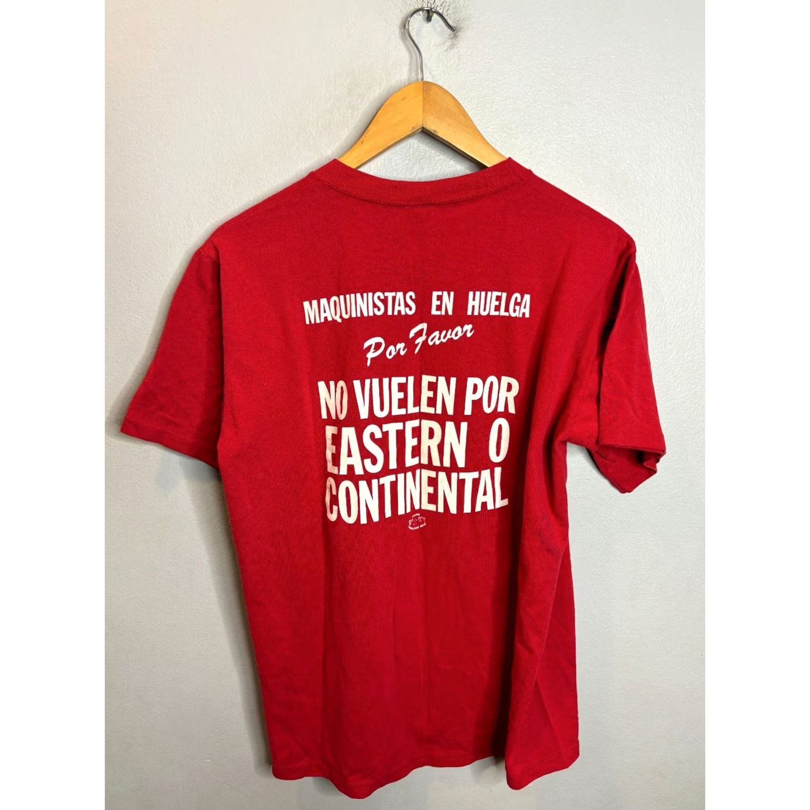 Jerzees VINTAGE 80's Union Strike Don't Fly T-Shirt Red Mens XL Jersey? Size US XL / EU 56 / 4 - 4 Thumbnail