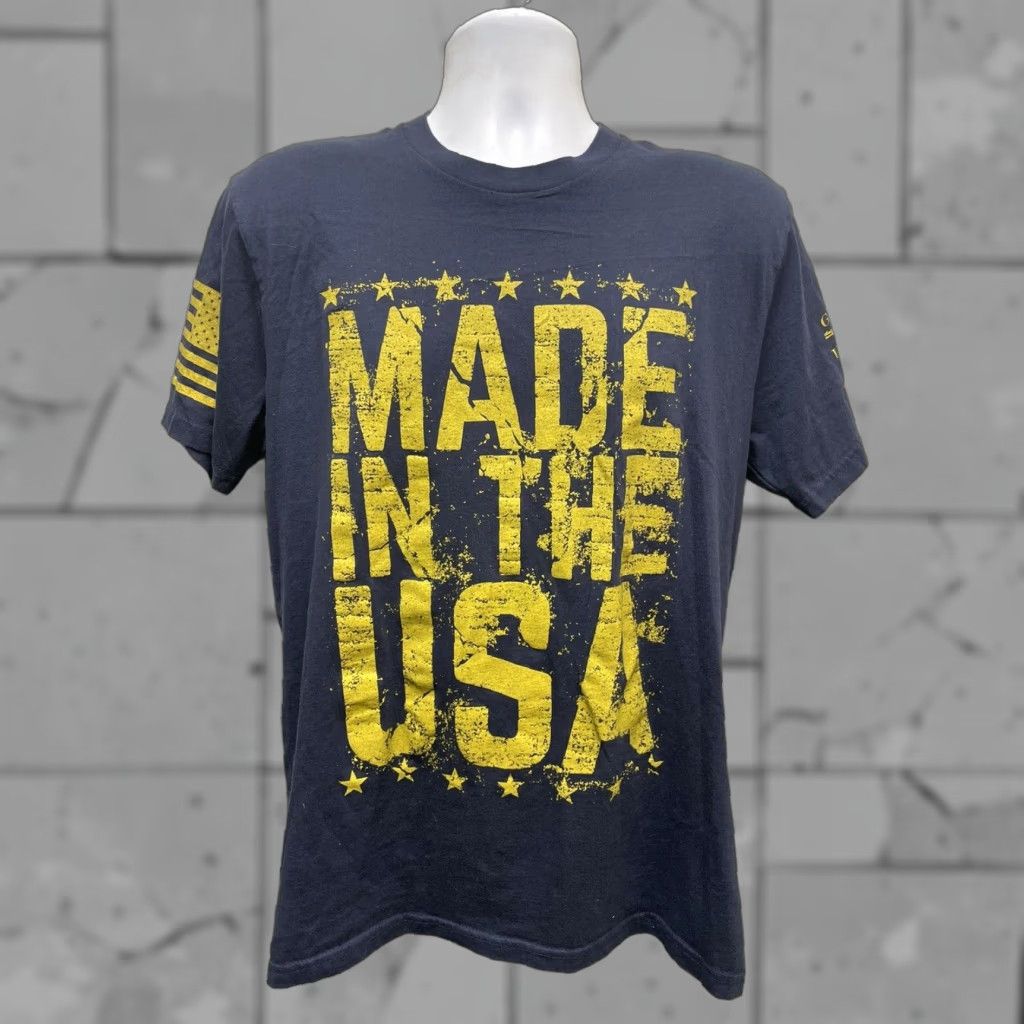 Vintage Grunt Style T-Shirt Dark Blue 100% Cotton Made In USA Graphic Mens L Black USA Size US L / EU 52-54 / 3 - 1 Thumbnail