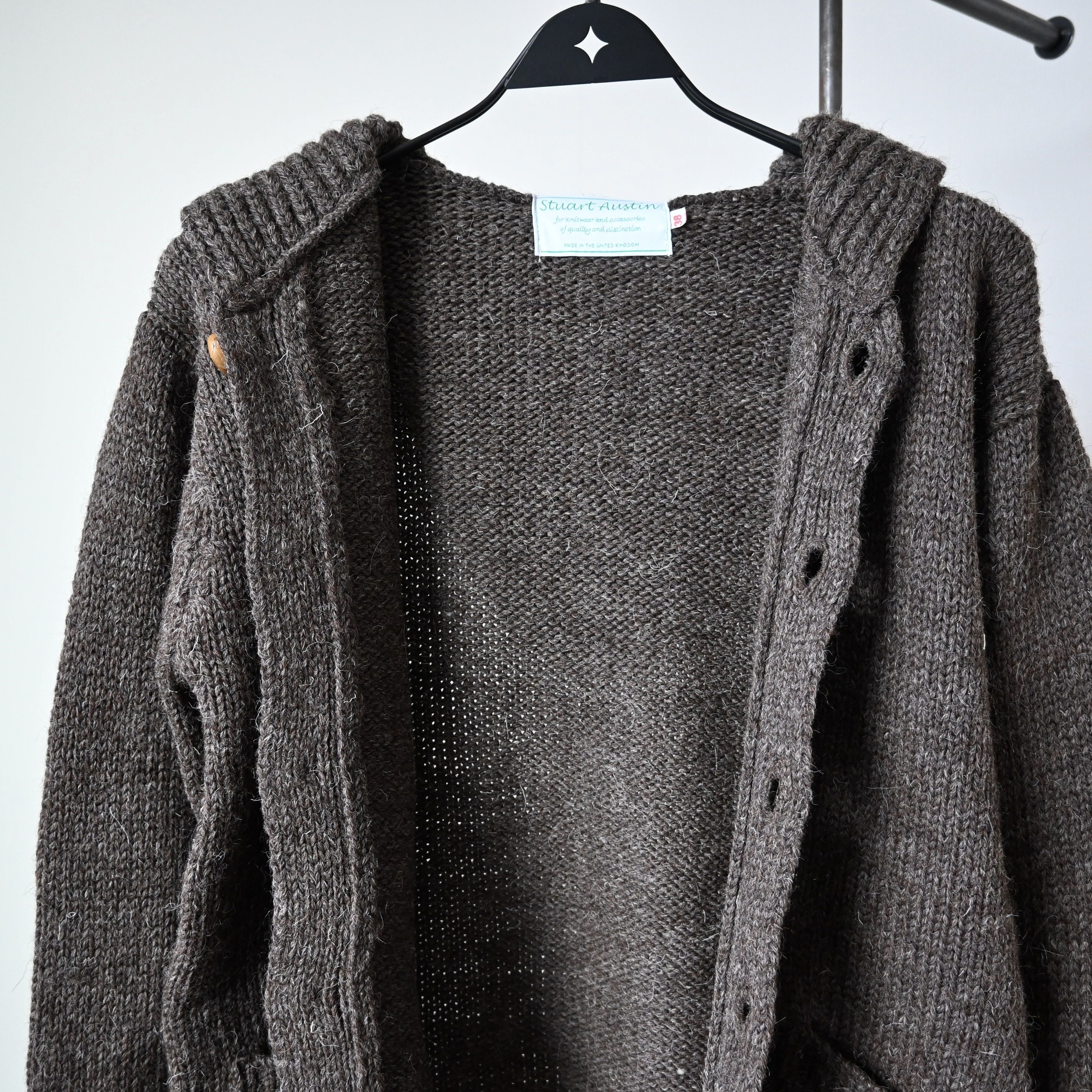 Vintage VTG 1990s Stuart Austin heavy wool knit hoodie, made in UK Size US M / EU 48-50 / 2 - 7 Thumbnail