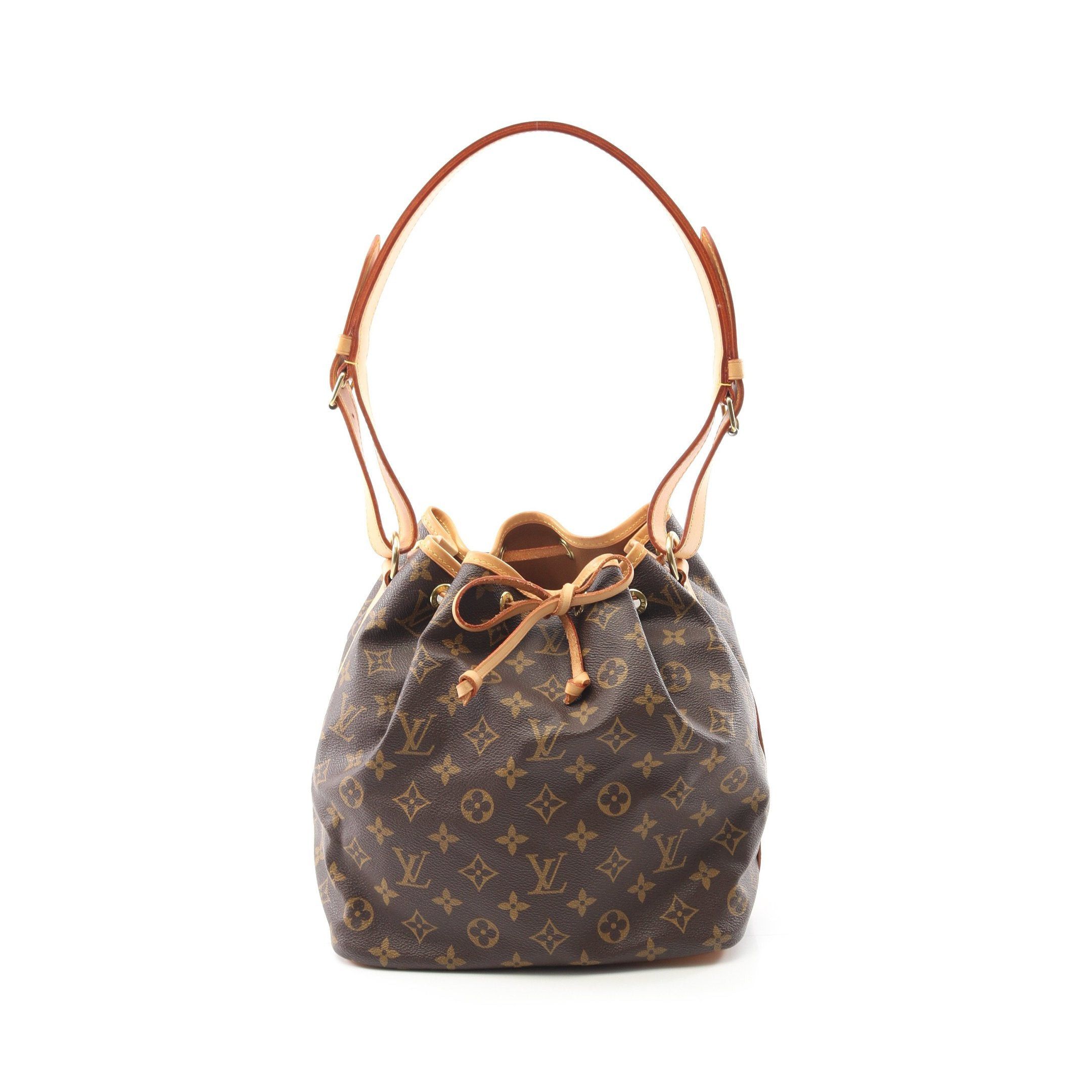 Louis Vuitton Peti Noe Monogram Shoulder Bag Leather Brown