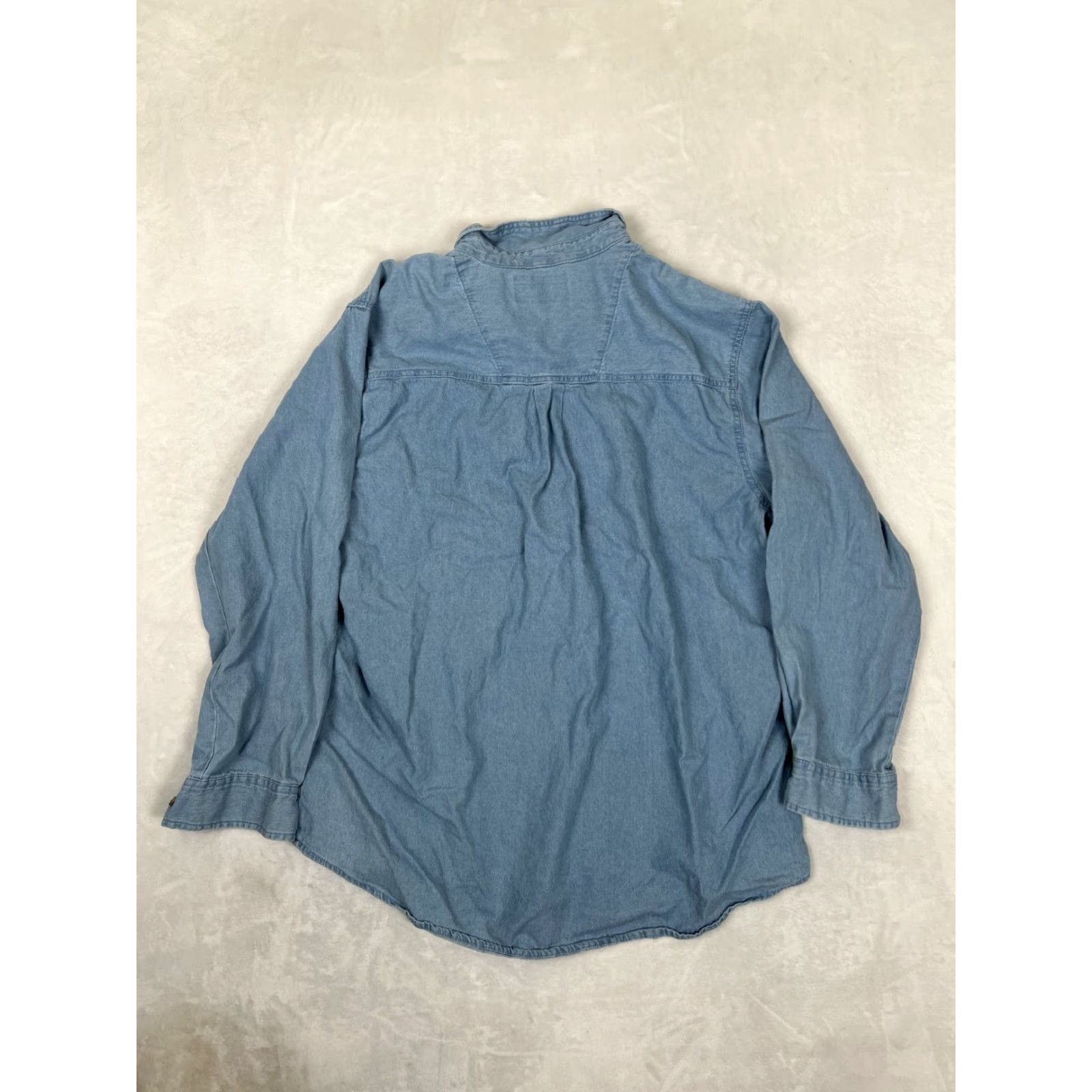 Wrangler VINTAGE Wrangler Rugged Wear Shirt Denim Blue Western Button Front XL Mens Regular Cotton Spandex Pocket Western Theme 90s? Size US XL / EU 56 / 4 - 6 Thumbnail