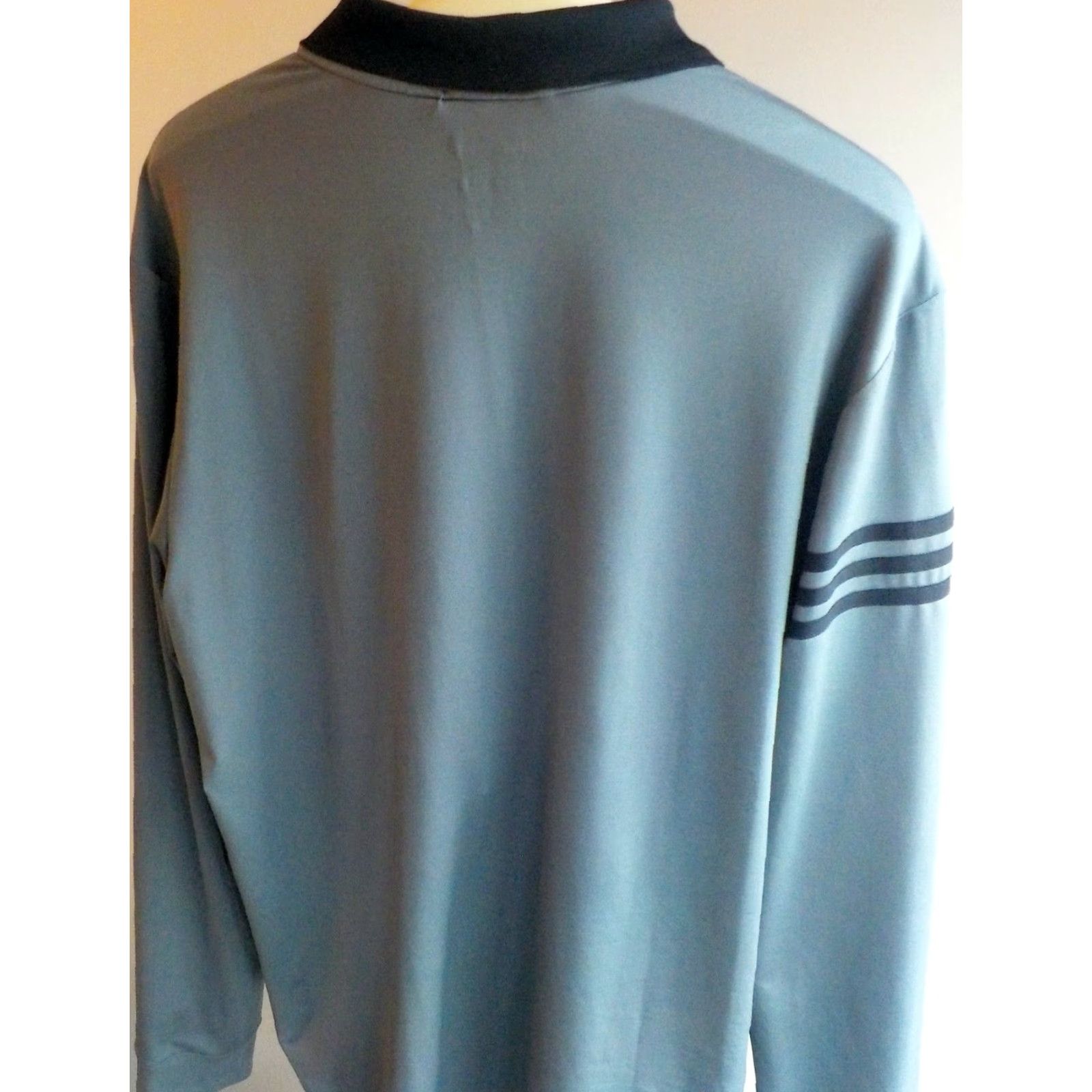 Adidas ADIDAS Polo Shirt 3 Stripes 2 Button Climacool Gray/Black Large Mens Polo Shirt Size US L / EU 52-54 / 3 - 3 Thumbnail