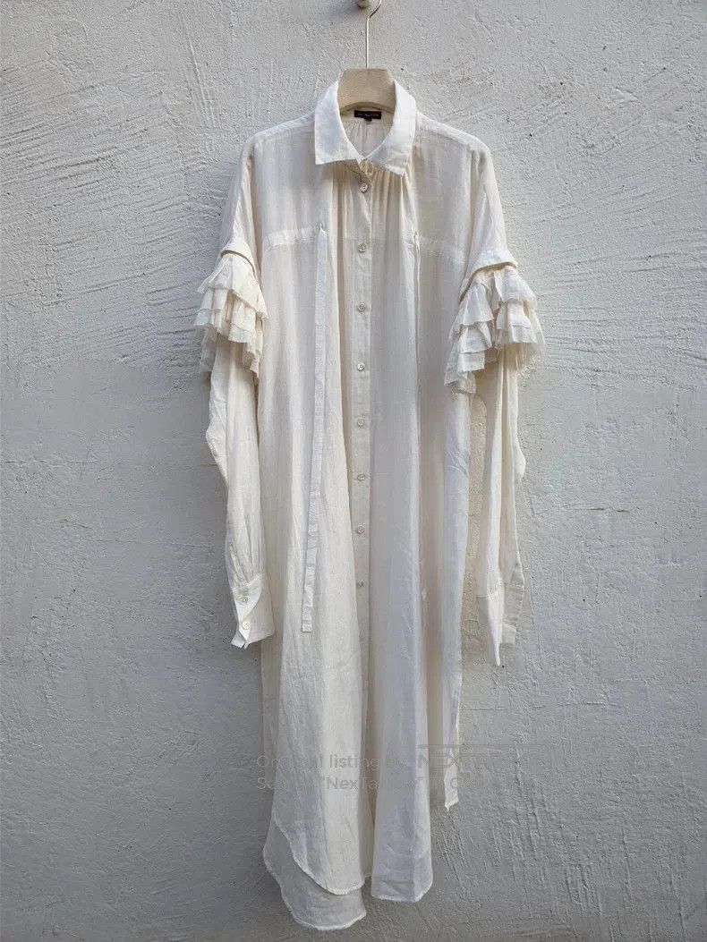 Ann Demeulemeester elegant long shirt with ruffled sleeves . Size US M / EU 48-50 / 2 - 2 Thumbnail