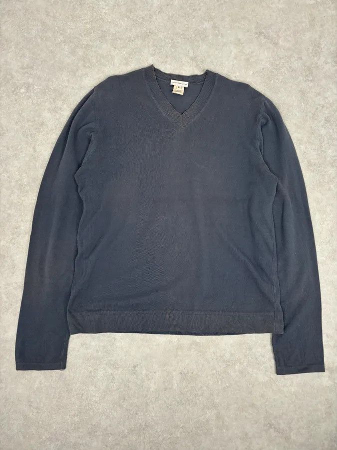 Dries Van Noten 1990s Dries Van Noten Blue Grey V-Neck Sweater Size US L / EU 52-54 / 3 - 1 Thumbnail
