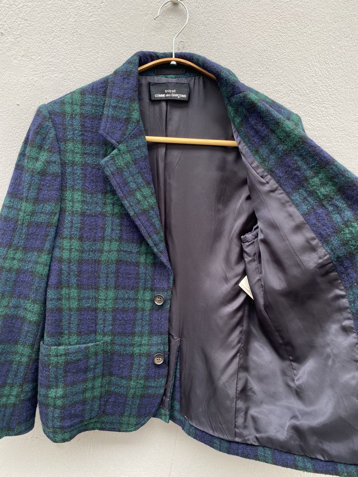 Comme des Garcons × Rei Kawakubo × Vintage AD1998 Comme des Garçons “tricot” Wool Checked Mohair Blazer Size M / US 6-8 / IT 42-44 - 10 Thumbnail