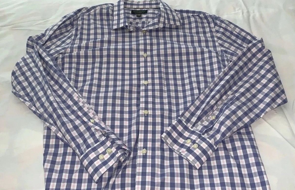 Banana Republic Banana Republic Casual Slim-Fit Purple Plaid Button-Up Shirt Size US XL / EU 56 / 4 - 2 Thumbnail