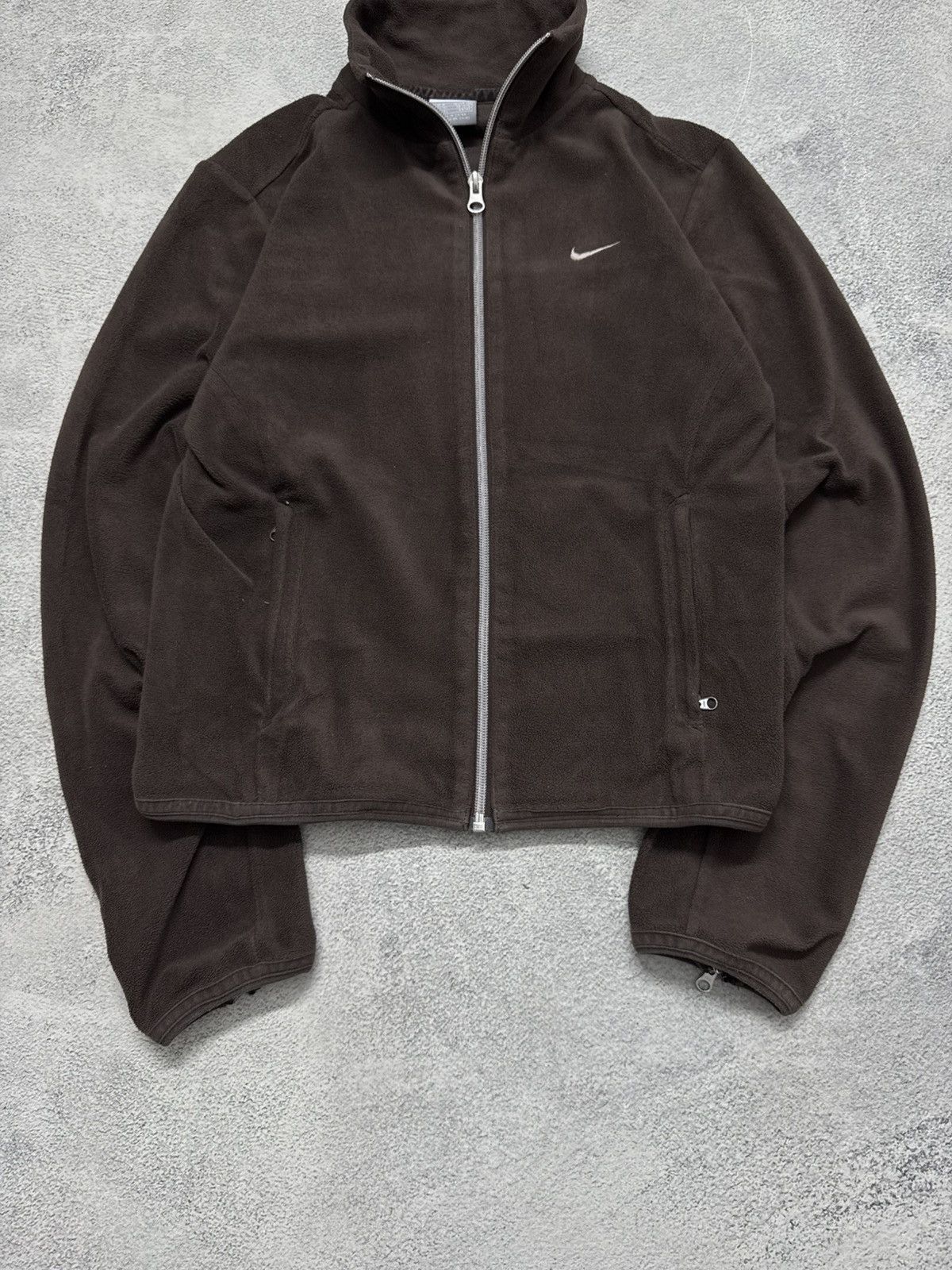 Nike Vintage Y2k Nike Fleece Zip Up Sweatshirt Brown Size M / US 6-8 / IT 42-44 - 7 Thumbnail
