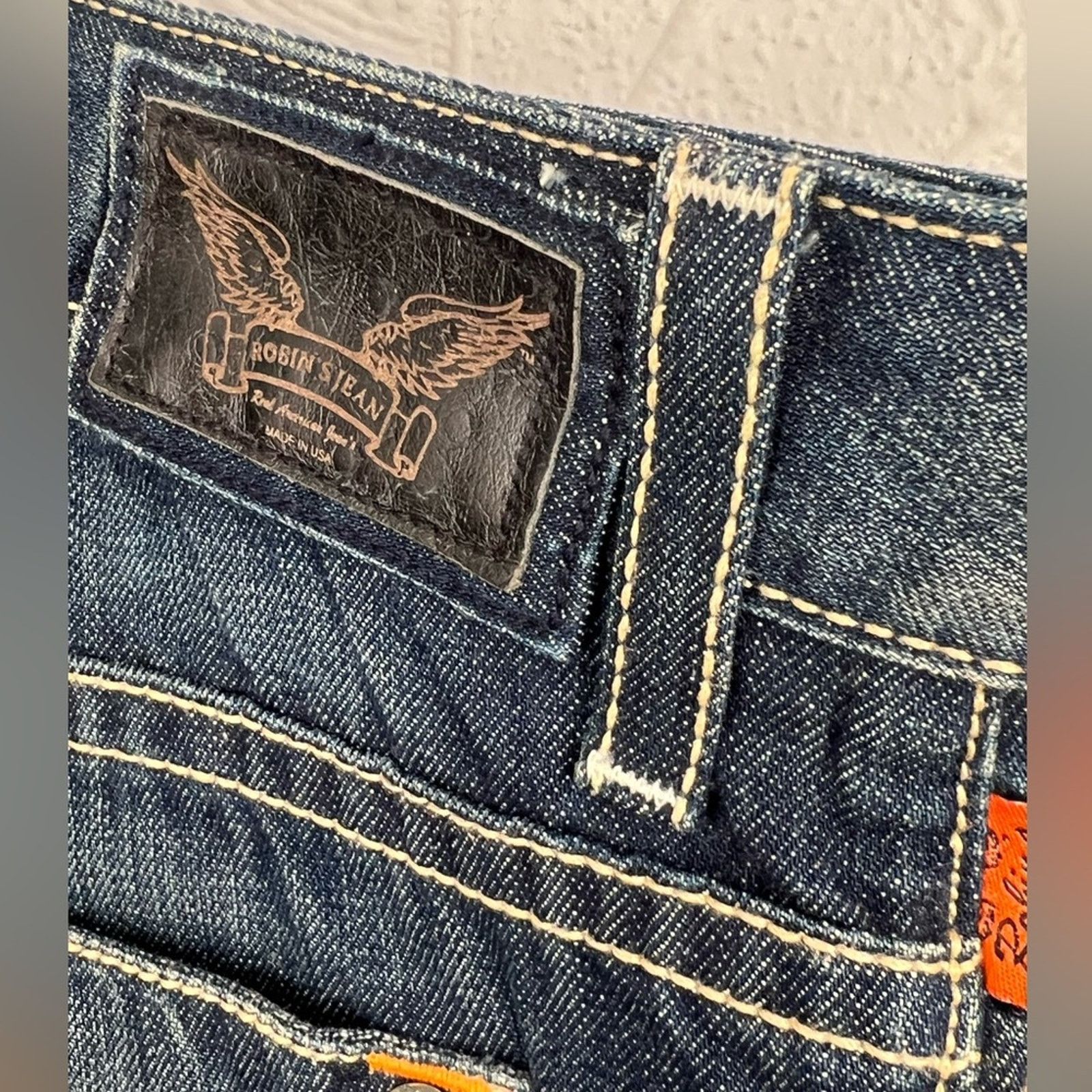 Robins Jeans Robin's Jean Blue Double Front Cross 42 Made in USA Rare 34 Size US 42 / EU 58 - 7 Thumbnail