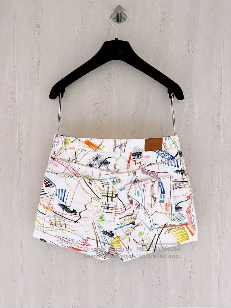 Hermes Hermes Colorful Graffiti Denim Shorts Size 42" / US 20 - 2 Thumbnail
