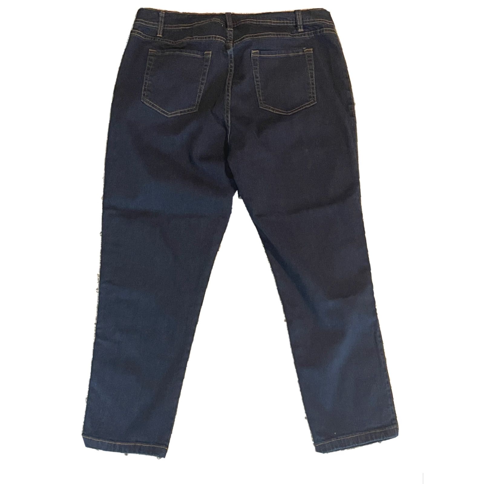 Soft Surroundings Soft Surroundings Jeans Women's 16P High Rise Skinny Dark Wash Denim 5-Pocket Zip Faux Suede Side Stretch Petite Full Length Size 38" / US 16 / IT 52 - 3 Thumbnail