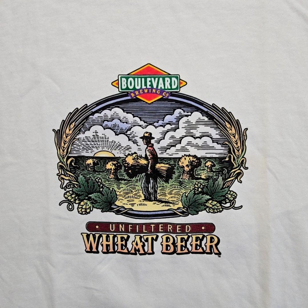 Vintage Vintage Boulevard Brewing Co Wheat Beer Graphic M White Tee Size US M / EU 48-50 / 2 - 2 Thumbnail
