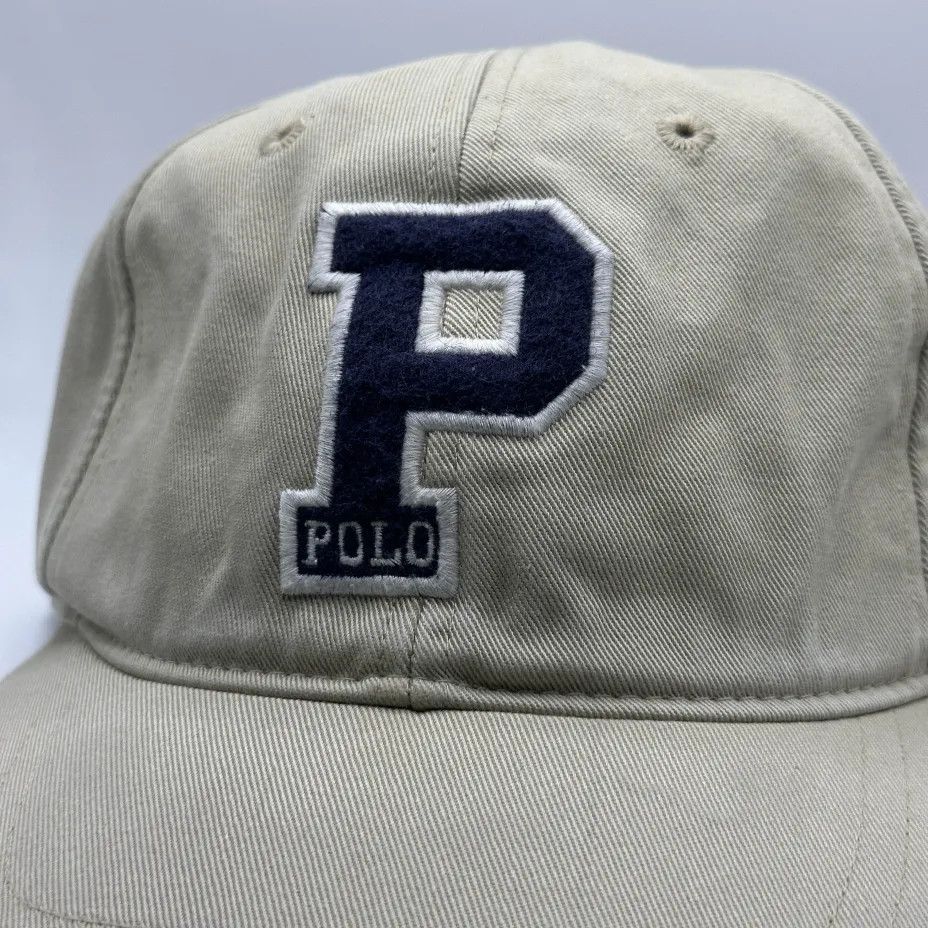 Polo Ralph Lauren Vintage Polo Ralph Lauren Beige Big P Logo Baseball Cap Size ONE SIZE - 2 Thumbnail