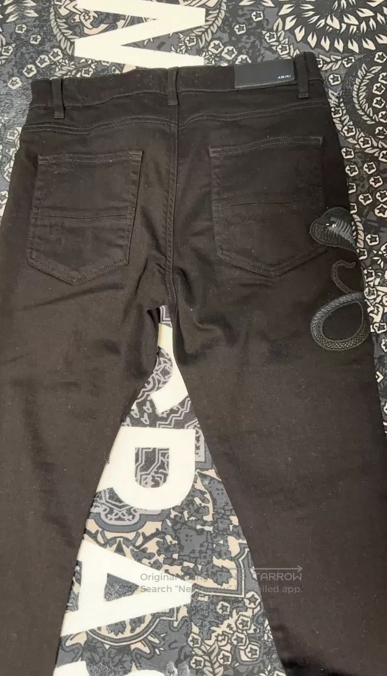 Amiri Amiri Embroidered Destroyed Patchwork Jeans Size 33 Size US 33 - 2 Thumbnail