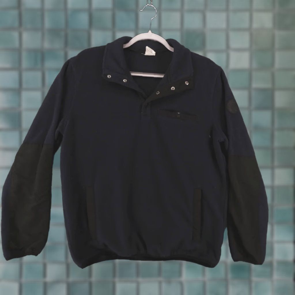 American Eagle Outfitters American Eagle Pullover Mens Medium Navy Black Long Sleeve 1/4 Snap Fleece Logo Size US M / EU 48-50 / 2 - 1 Thumbnail