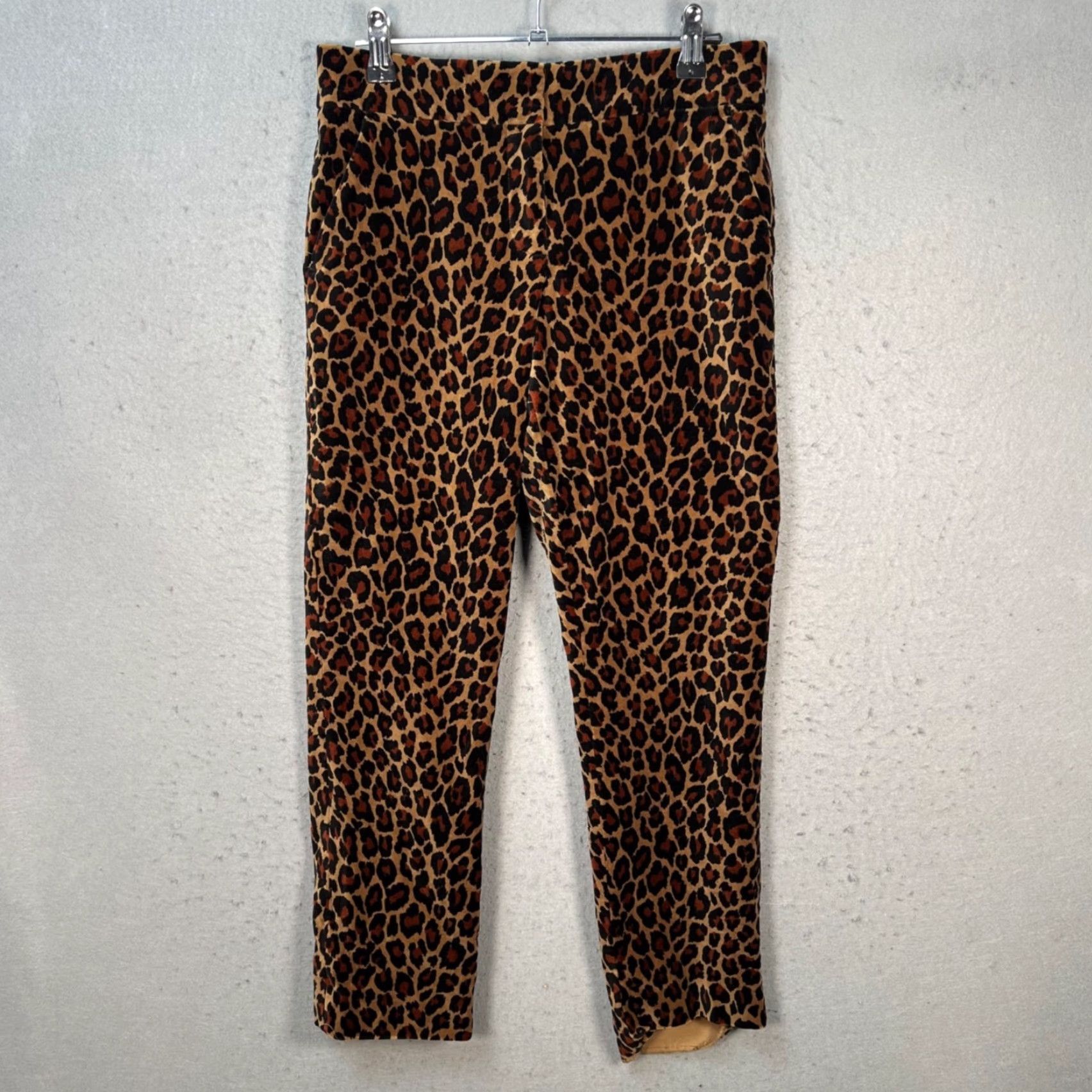 Vintage A.L.C. Leopard Print Stretch Cotton Tapered Leg Pants Womens 0 Brown Ankle 27in Inseam Men? No gender at end: Women. Size 25" / US 0 / IT 36 - 2 Thumbnail