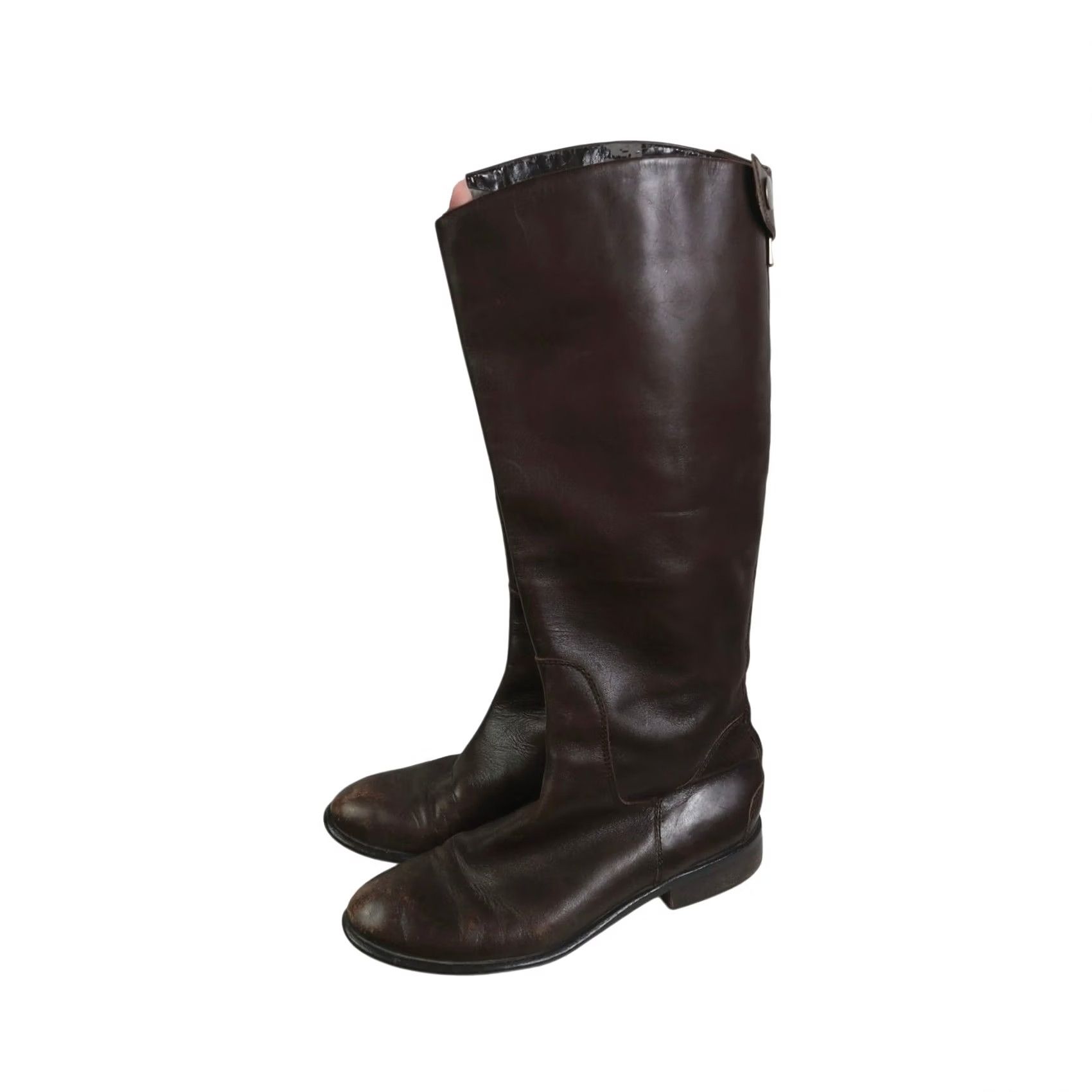 Franco Sarto Franco Sarto Rider Boots Knee High Leather Brown 8 Women Riding Boot Zip 1" heel 17" height 15" calf Southwestern Casual Fall Winter Spring Size US 8 / IT 38 - 4 Thumbnail