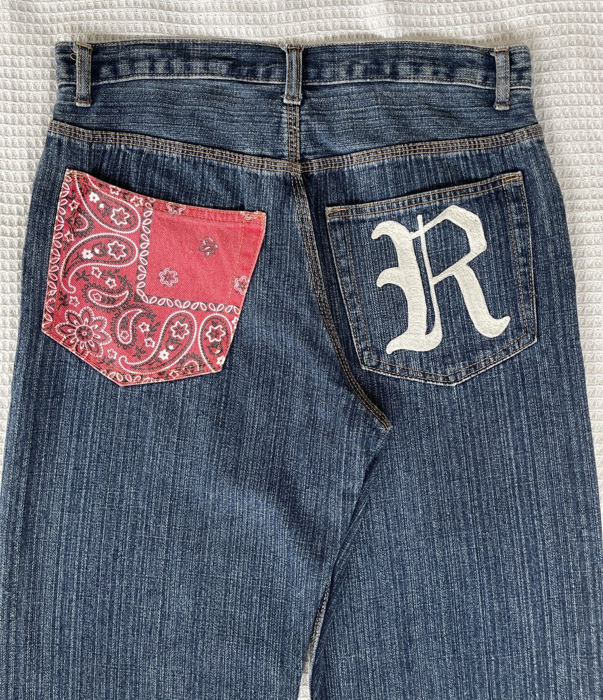 REVOLVE Vintage🔥REVOLVER🔥Embroidery Patchwork Bandanna Pocket Jeans Size US 32 / EU 48 - 3 Thumbnail
