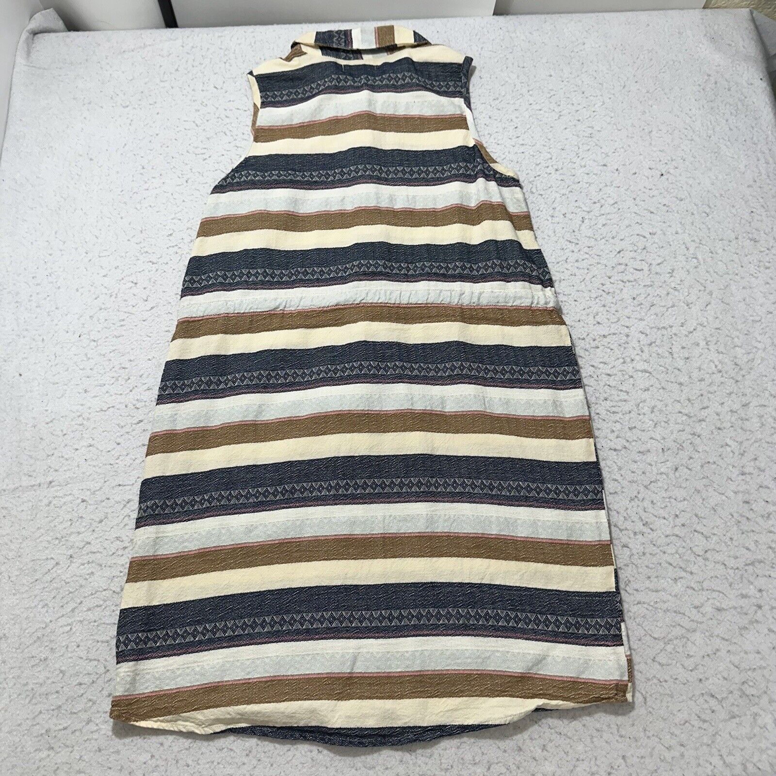 Other Mud Pie Medium A-Line Dress Cotton Textured Striped Collared Size M / US 6-8 / IT 42-44 - 10 Thumbnail