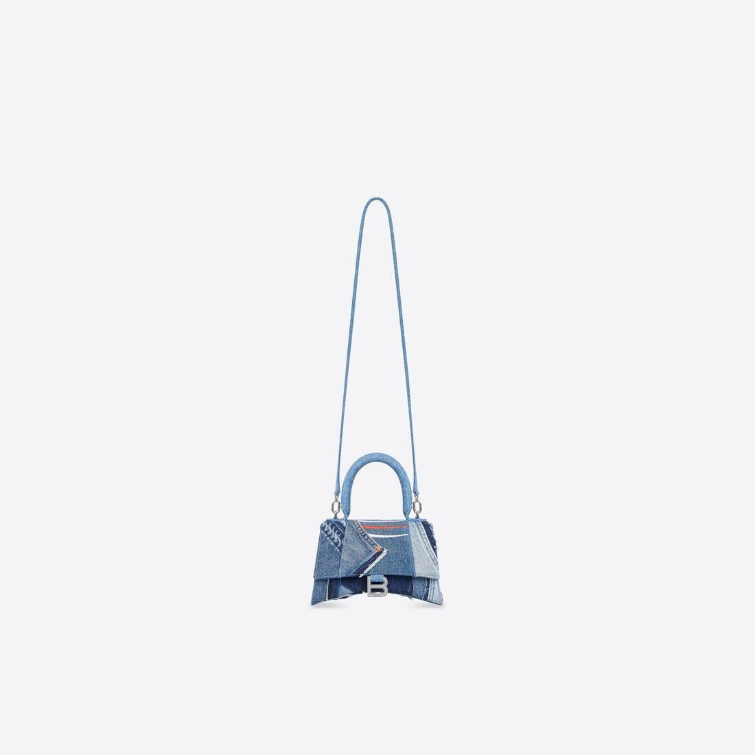 Balenciaga o1mt1gz0225 Size: OS / Hourglass Small Handbag Denim in Blue Size ONE SIZE - 6 Thumbnail