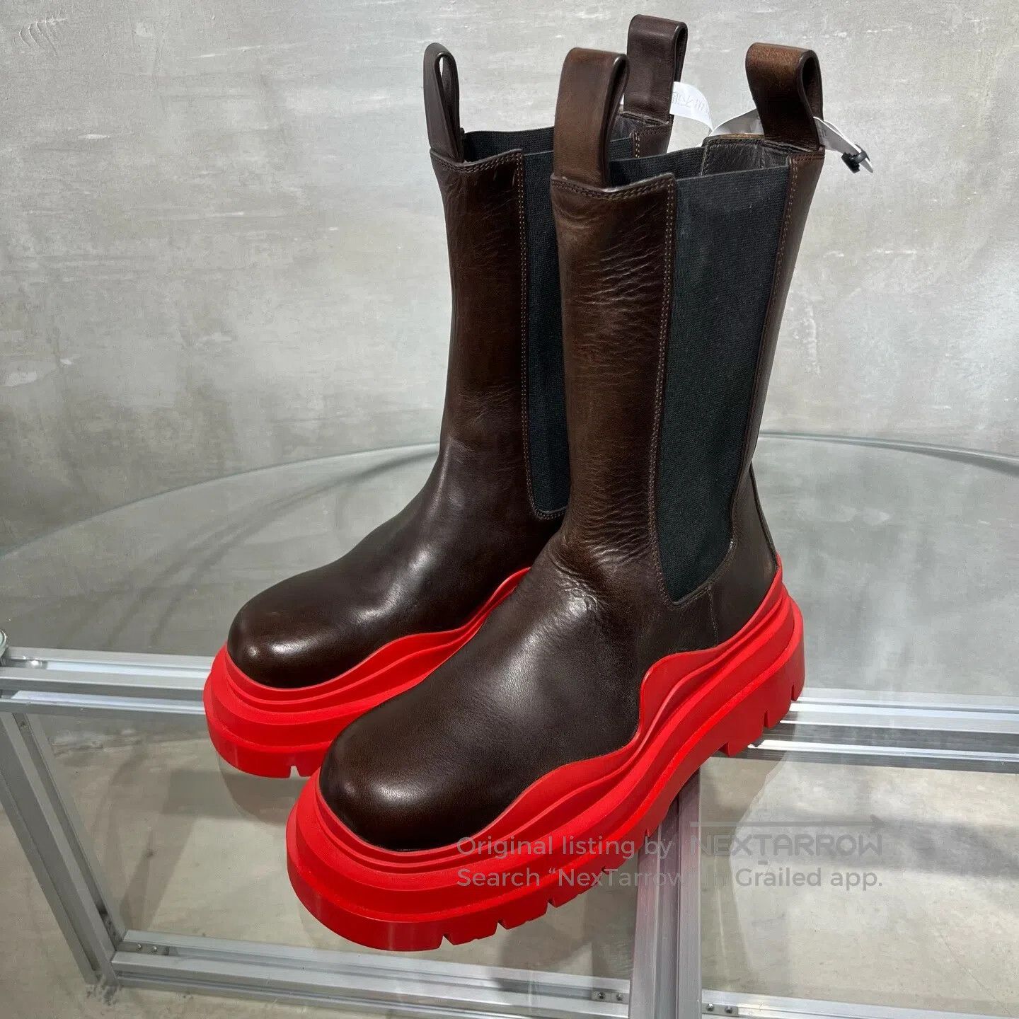 Bottega Veneta Bottega Veneta Brown long boots with red soles Size US 7.5 / IT 37.5 - 1 Thumbnail