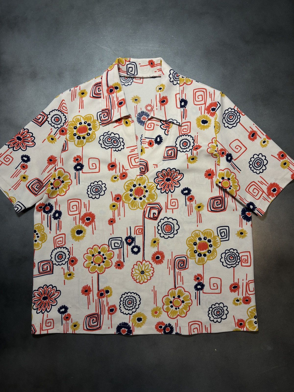 Vintage 1960s Shortsleeve Shirt True Vintage Polo 50s Floral MCM Size US M / EU 48-50 / 2 - 8 Thumbnail