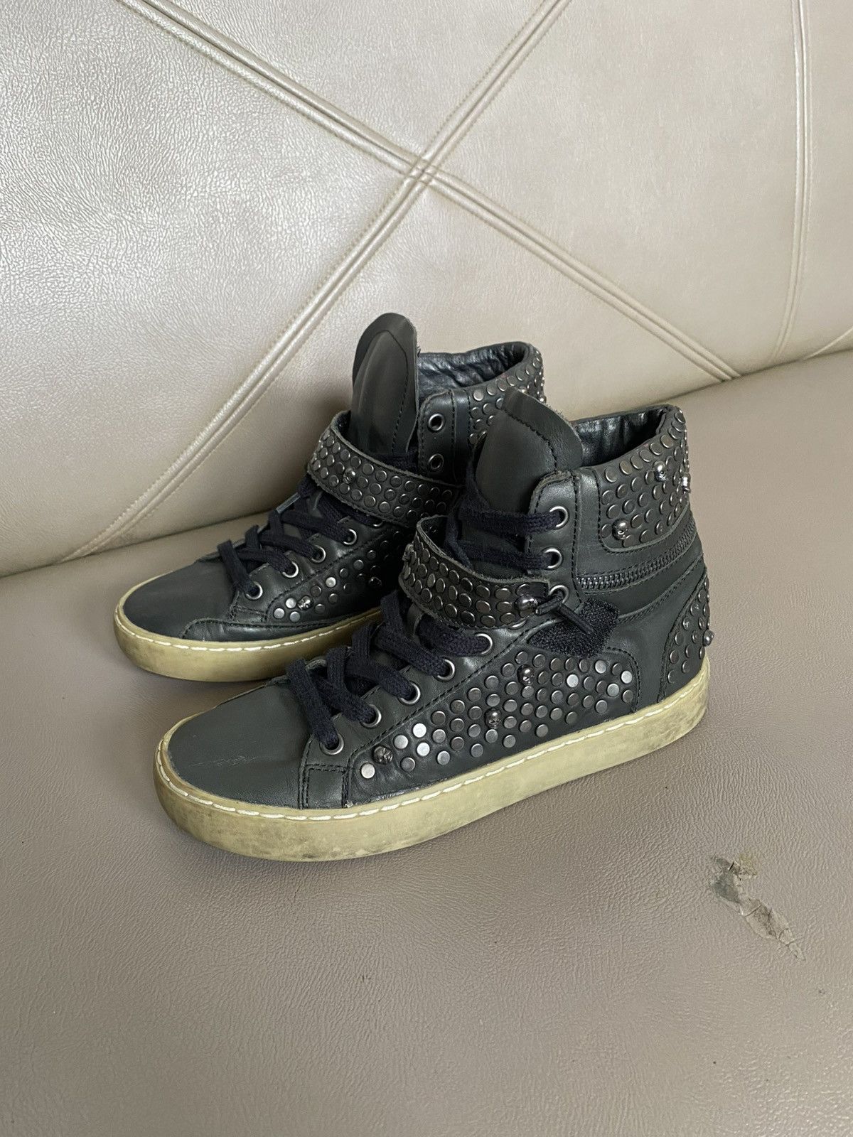 If Six Was Nine Ash studded skull leather high top sneakers Size US 7 / IT 37 - 5 Thumbnail