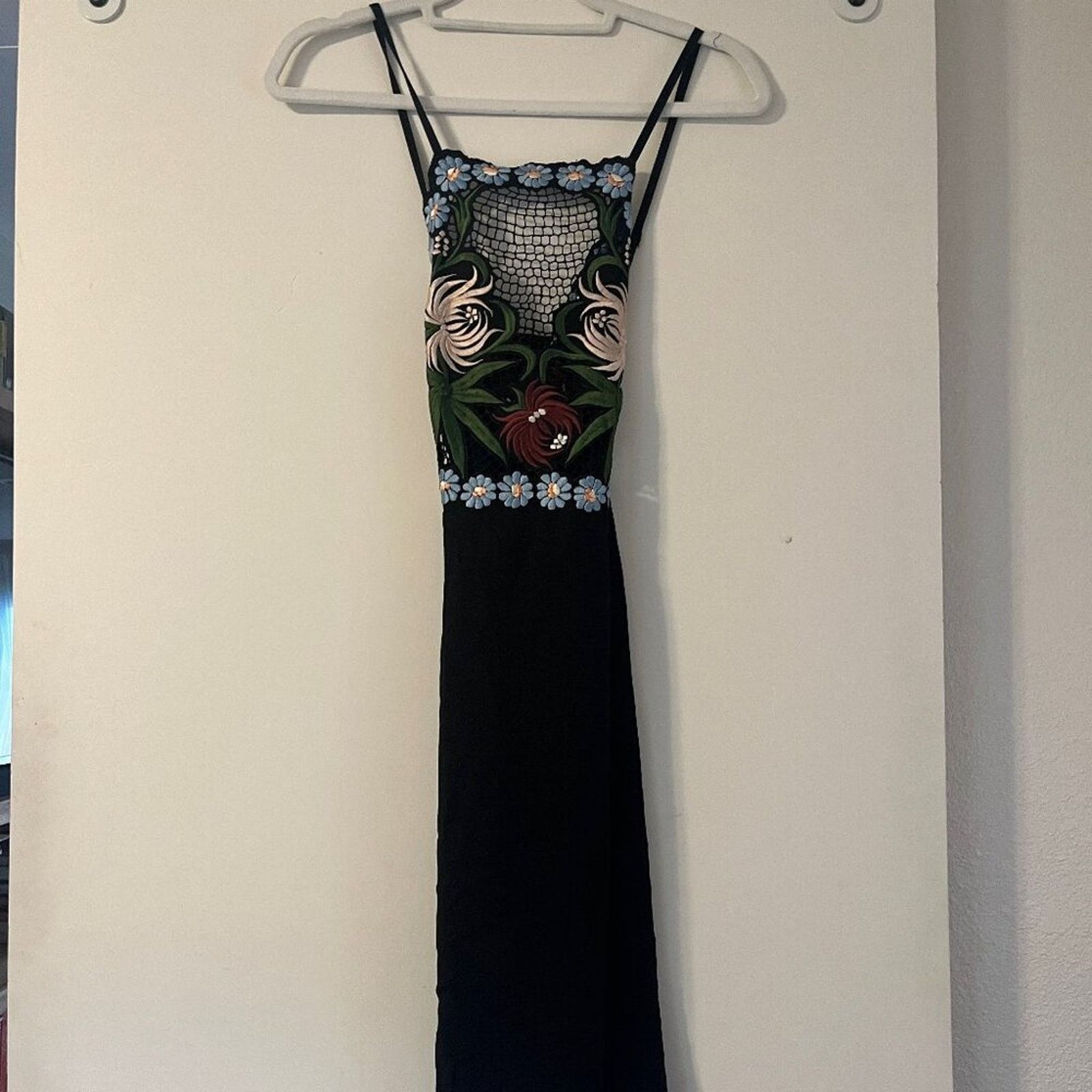 Cleobella Cleobella Floral Embroidered Black Summer Dress Handmade Size S / US 4 / IT 40 - 2 Thumbnail