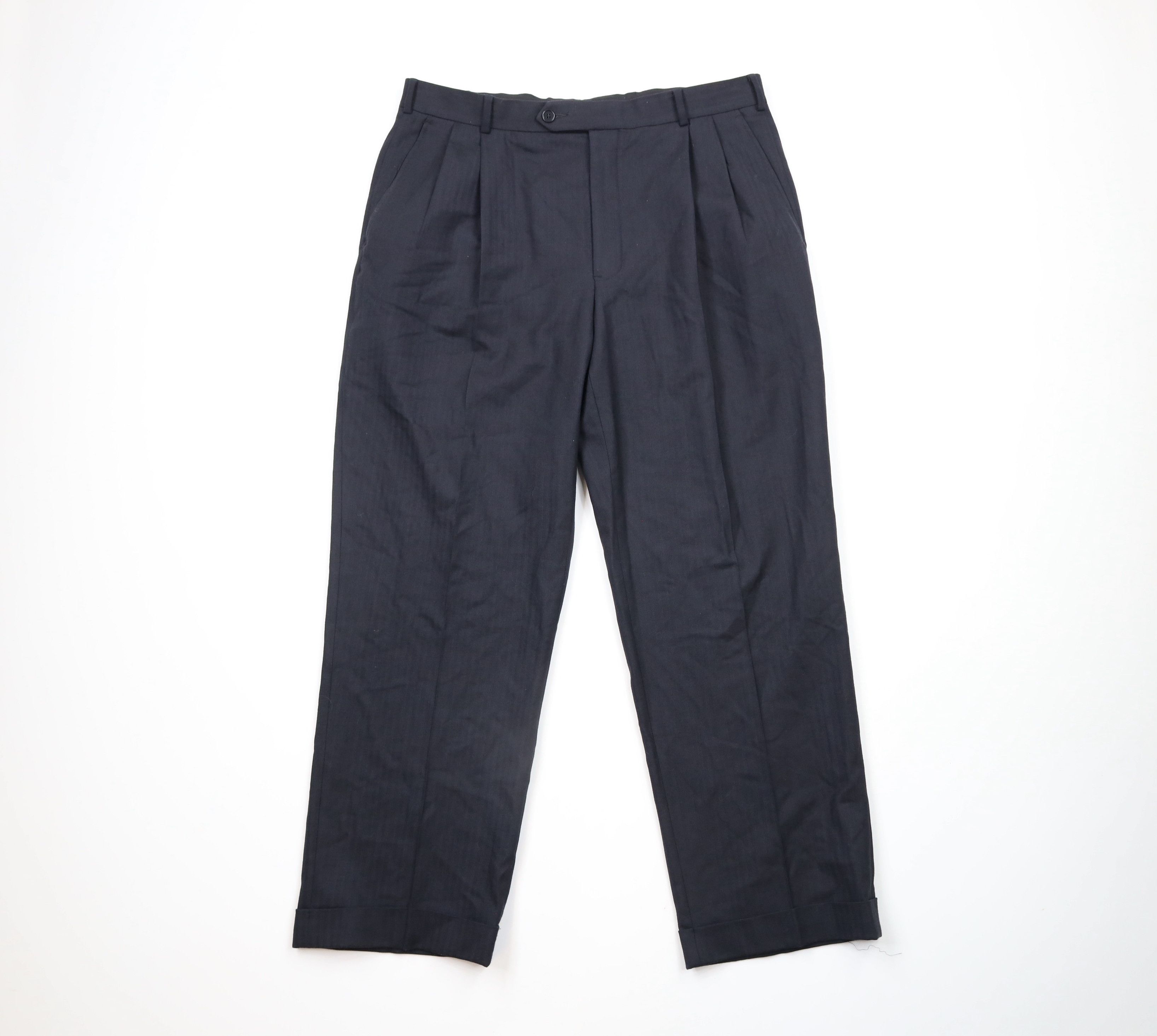 Brooks Brothers × Vintage Vintage Brooks Brothers Pleated Herringbone Pants Trousers Size US 35 - 1 Thumbnail