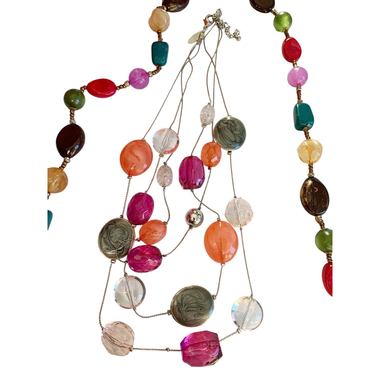 Other Pair of Pink & Coral Colorful Bead Necklaces (17" & 36") for Size ONE SIZE - 3 Thumbnail