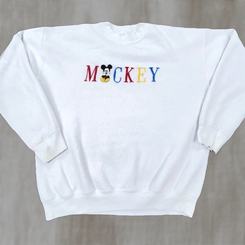 Mickey & Co. VINTAGE Mickey & Co. Sweatshirt Shirt Men XL White Embroidered Mickey Mouse 90s Graphic Print US Made Mens Size US XL / EU 56 / 4 - 1 Thumbnail