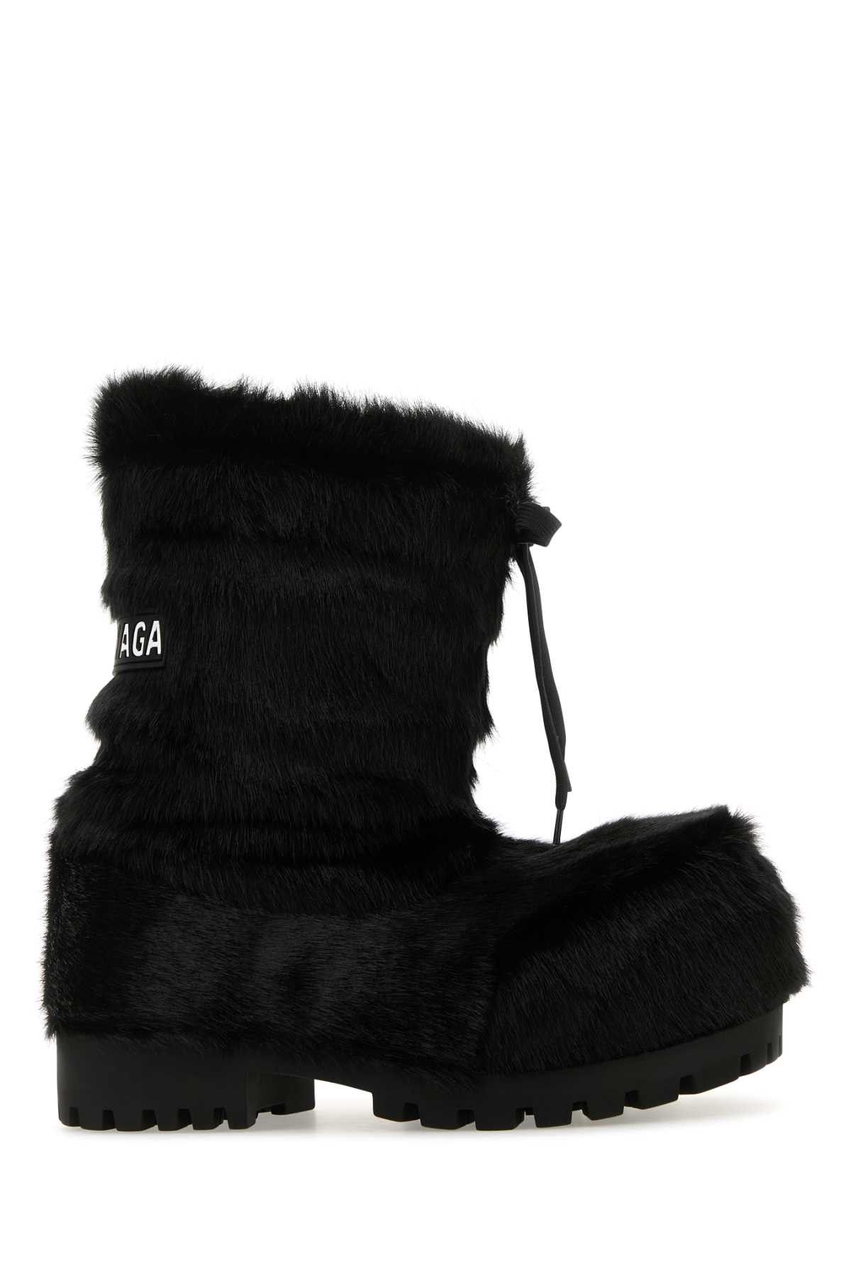 image of Balenciaga Black Eco Fur Alaska Ankle Boots, Women's (Size 6)