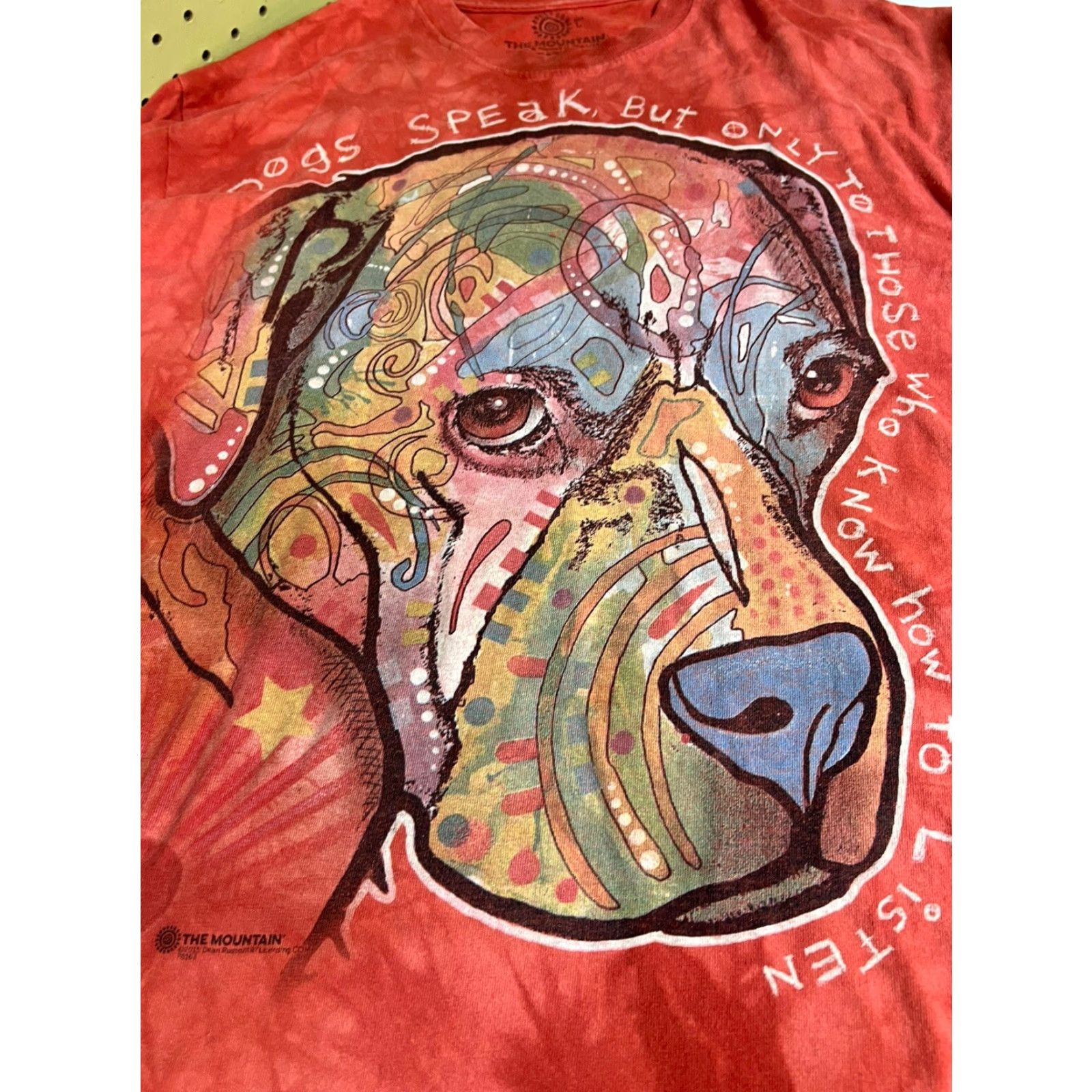 The Mountain The Mountain Shirt Tie Dye Dogs Speak But Only To Those Who Listen L Retriever Orange Cotton Graphic Crew Neck Long Sleeve Unisex Adults T-Shirt Size US L / EU 52-54 / 3 - 4 Thumbnail